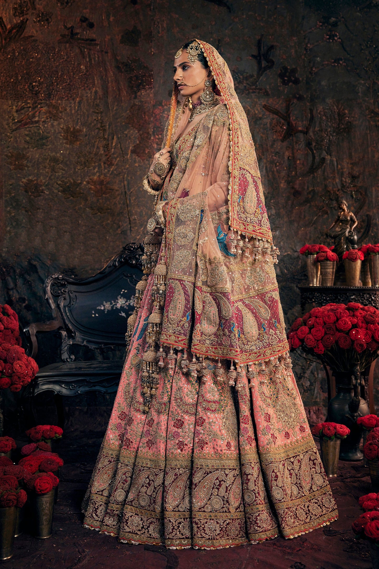 Blush Peach Avian Lehenga