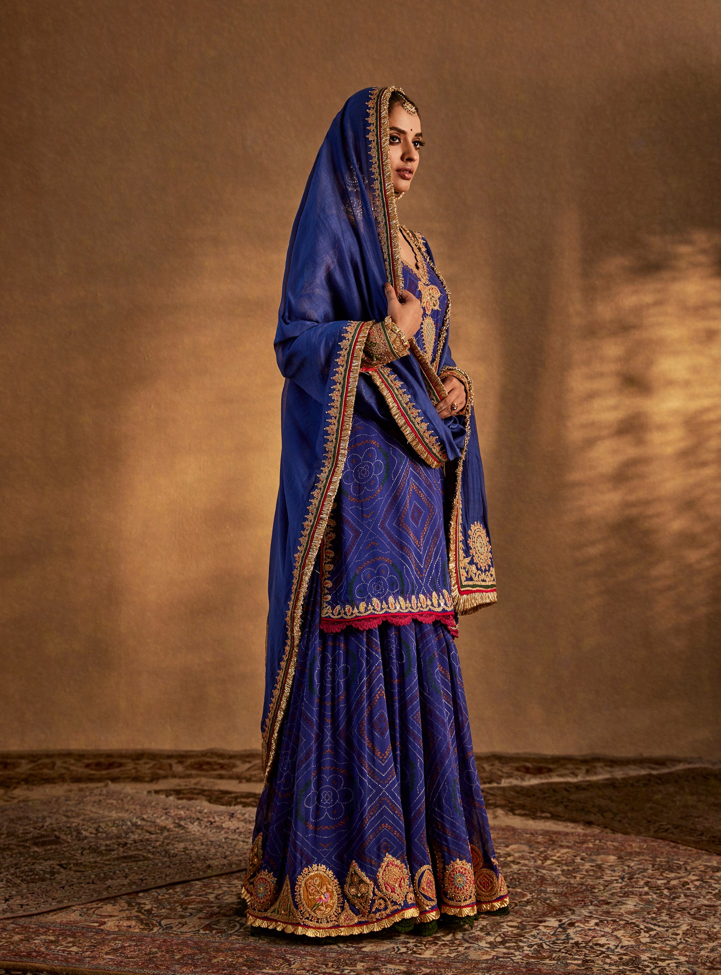 Deep Blue Printed Sharara Set