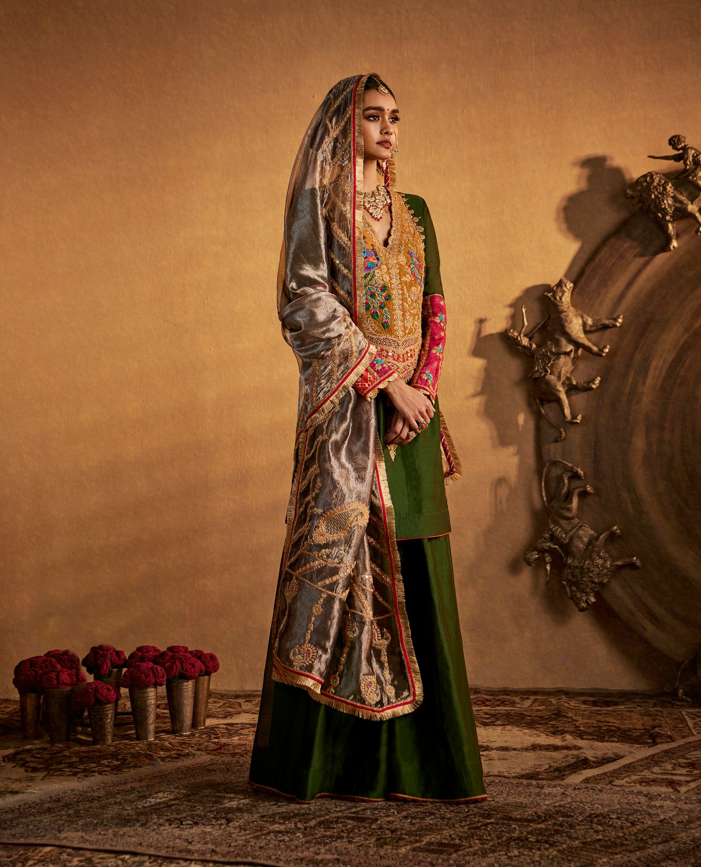 Deep Green Sharara Set