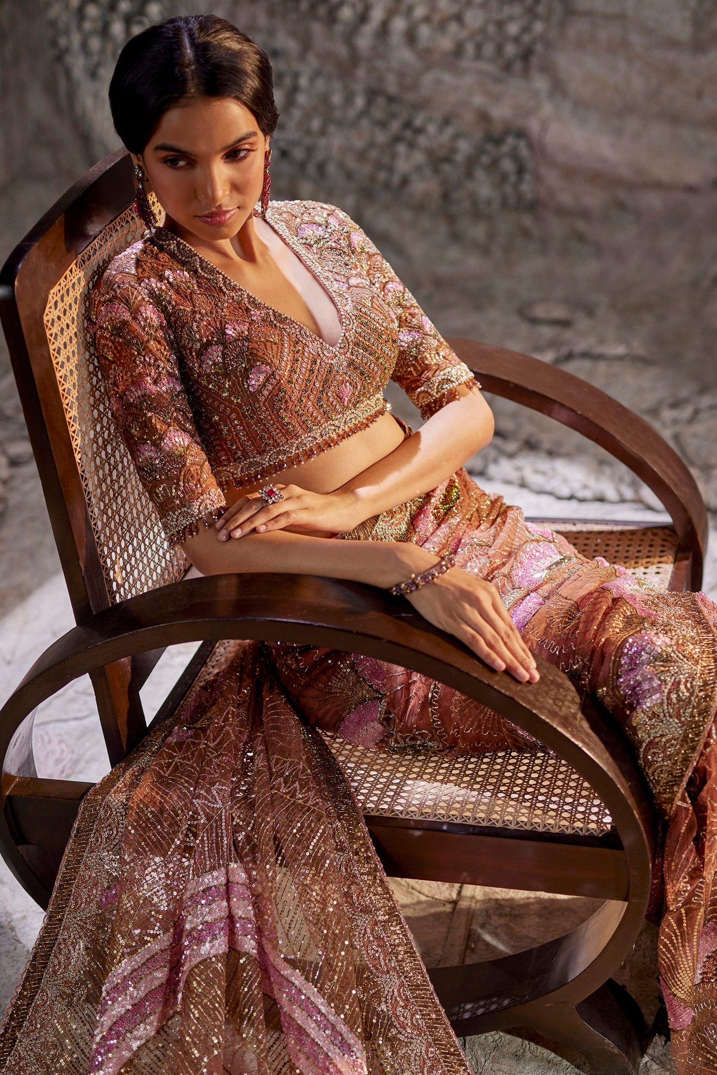 Cinnamon Scallop Saree