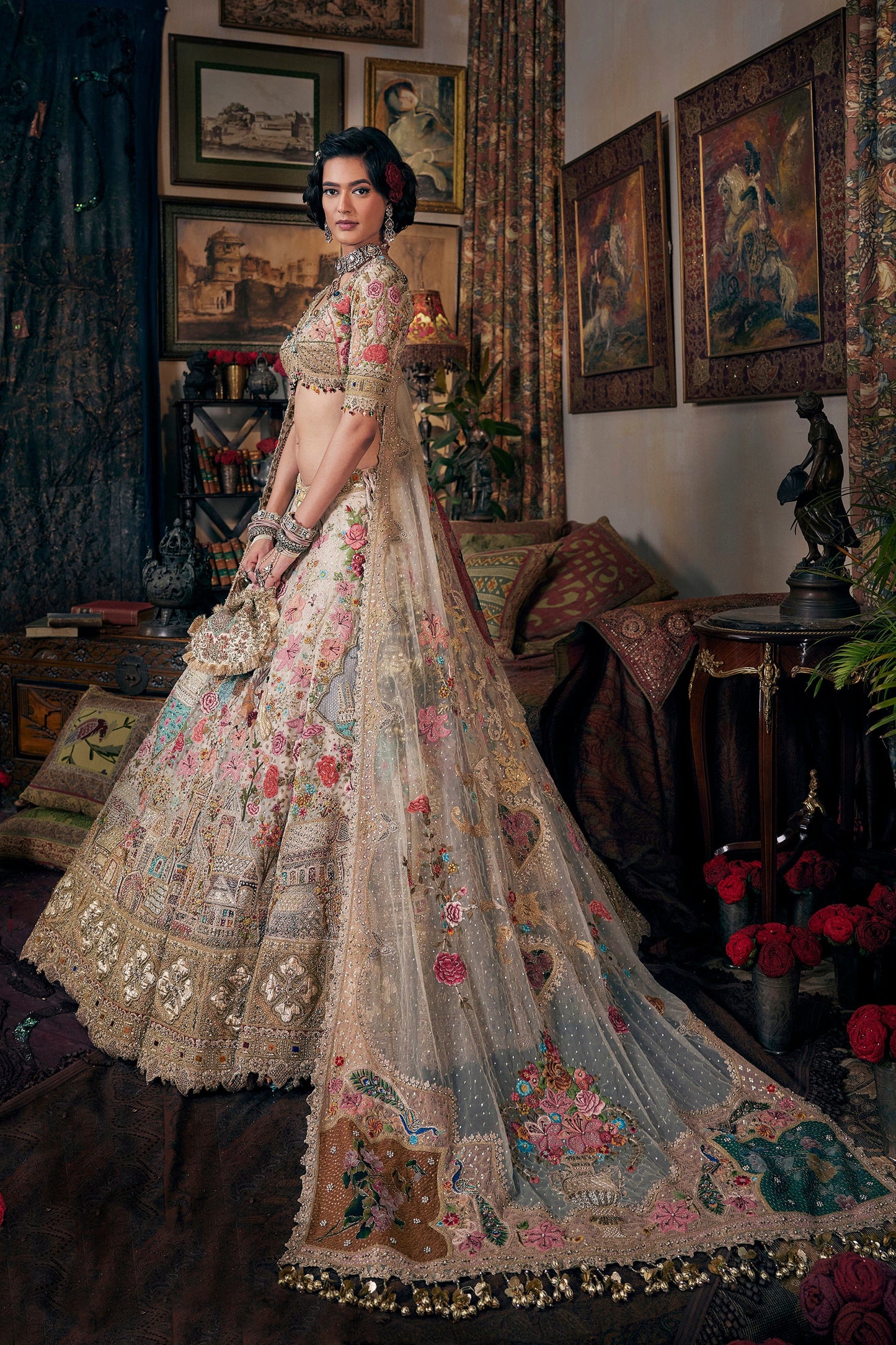 Ivory Floral Lehenga