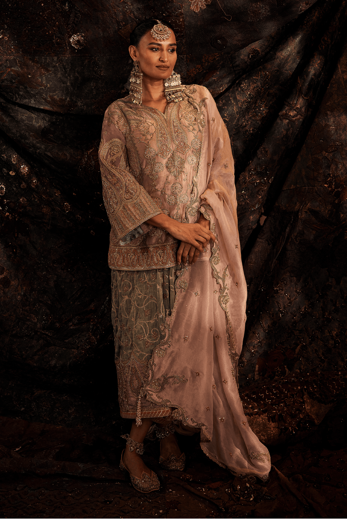 Antique Rose & Lilac Lungi Set