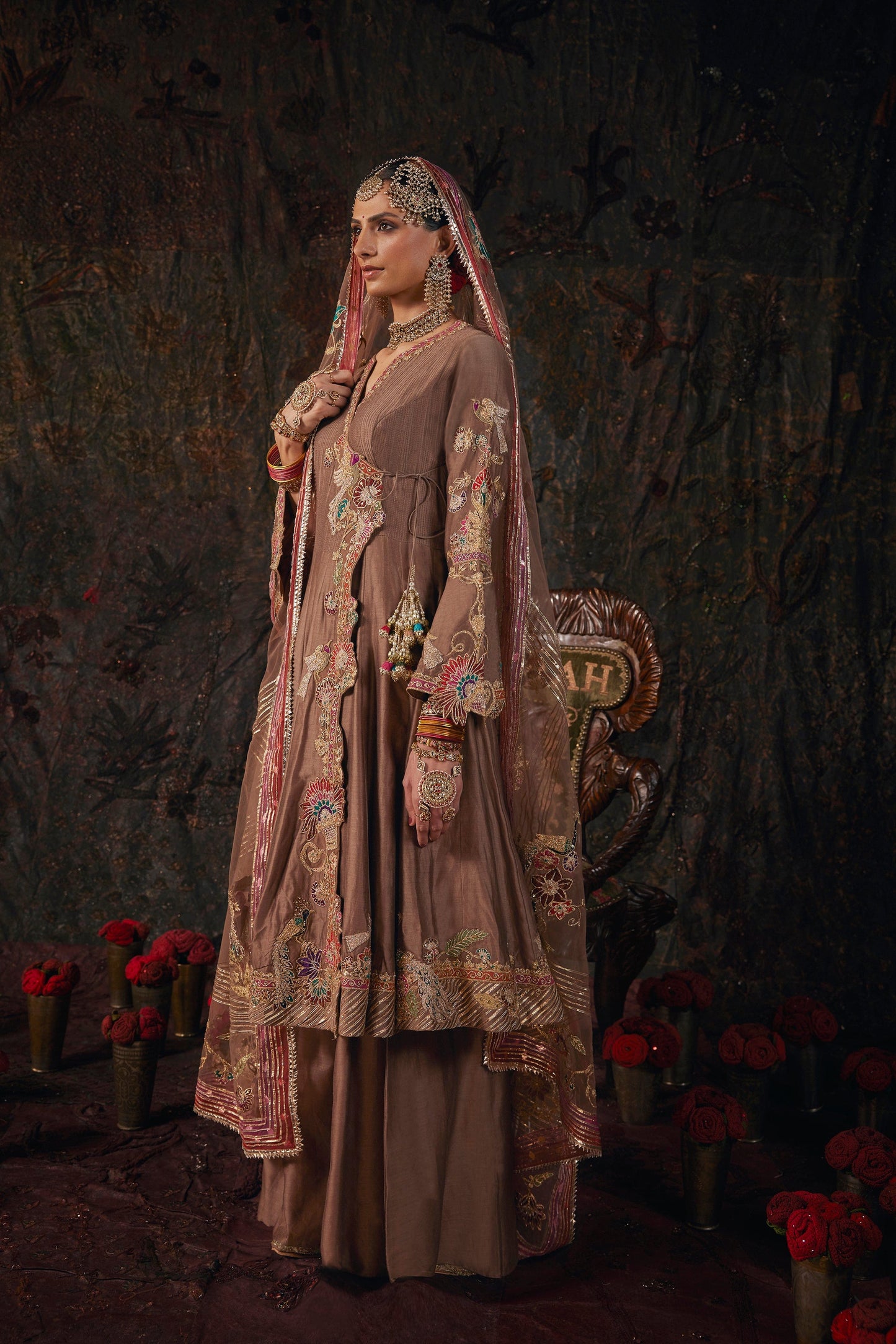 Cinnamon Kalidar-Sharara Set