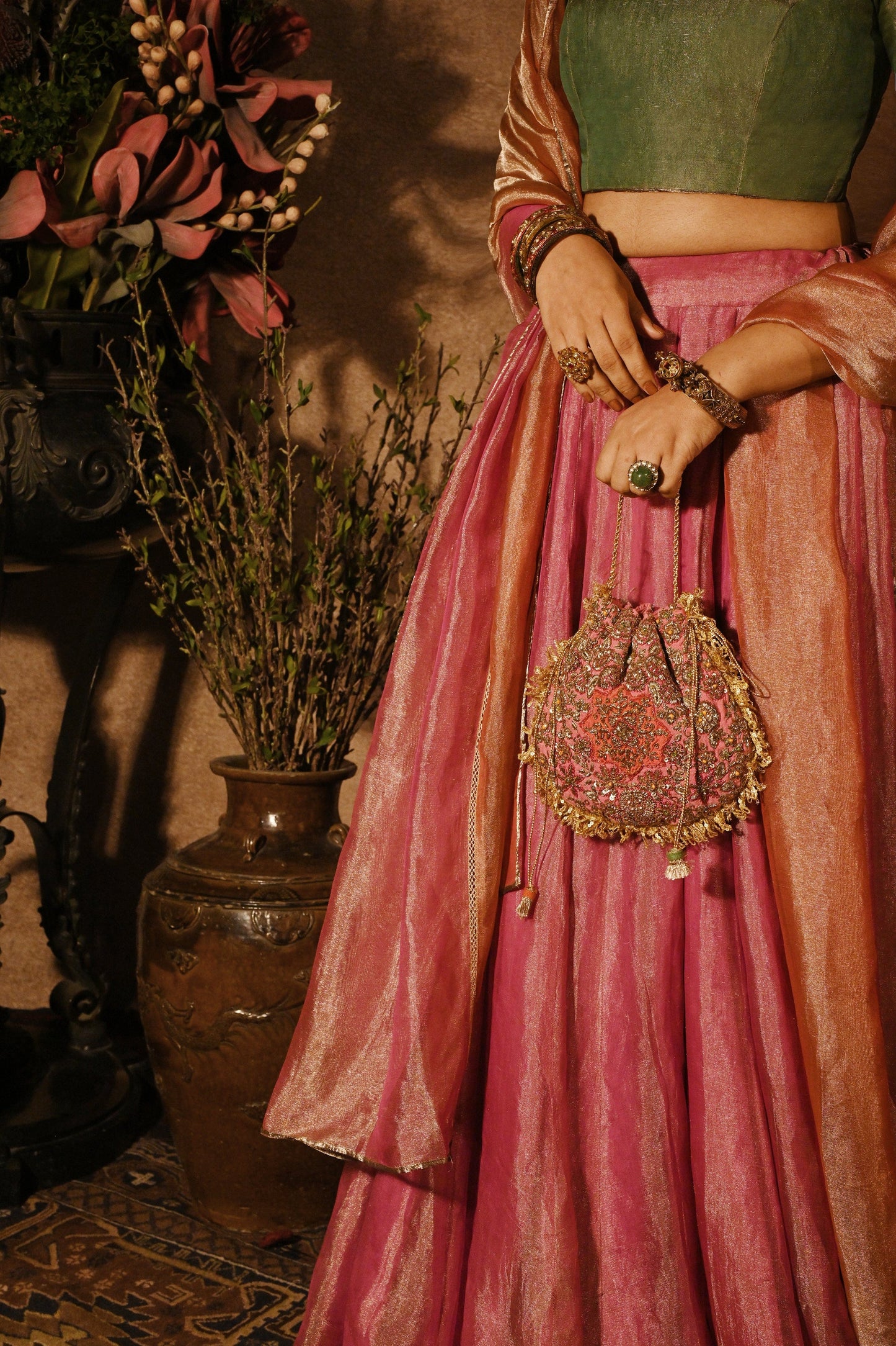 Frosted Coral Naqsh Noor Potli