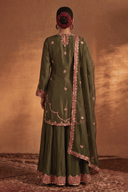 Olive Green Sharara Set