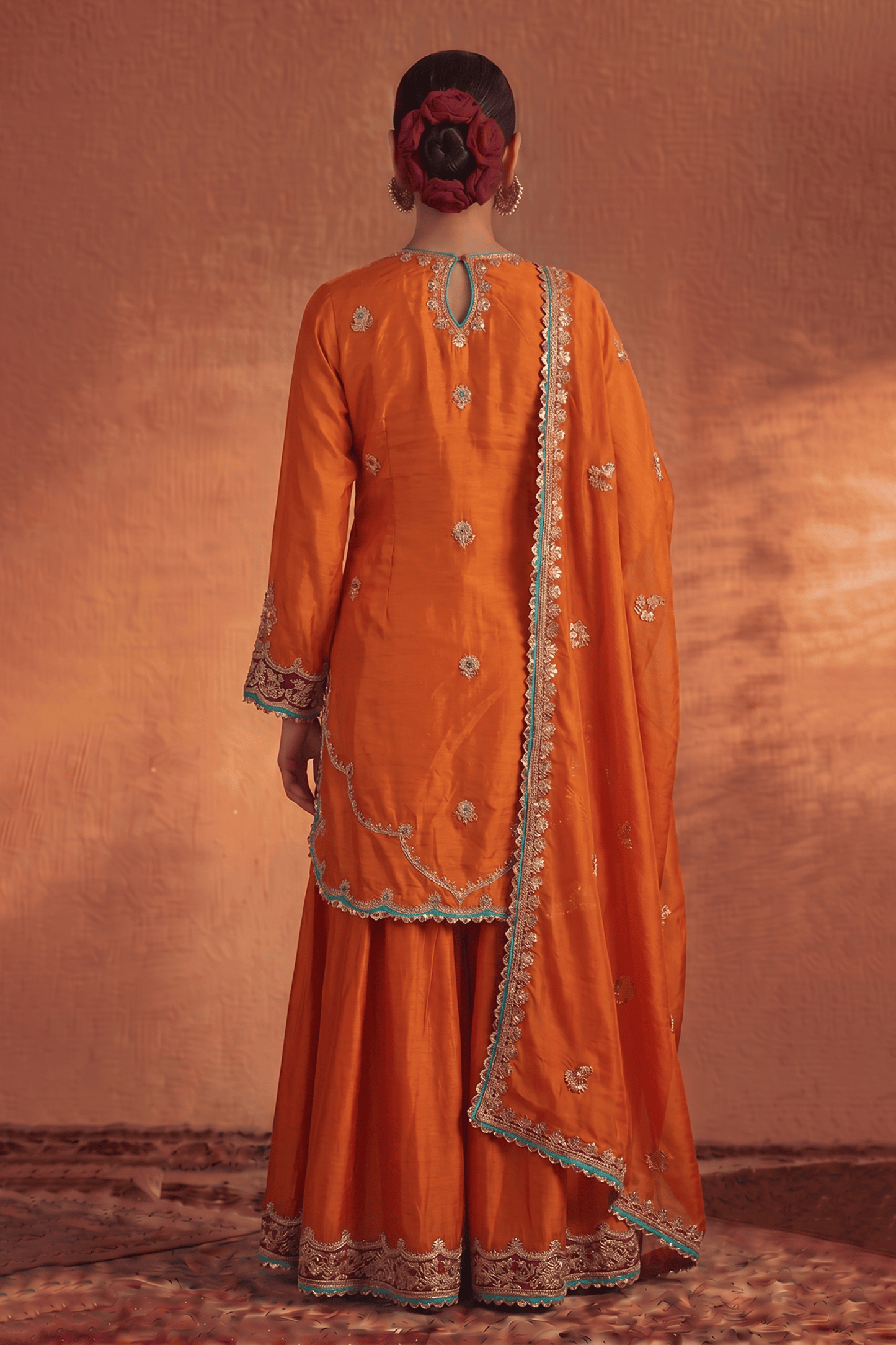Burnt Saffron Sharara Set