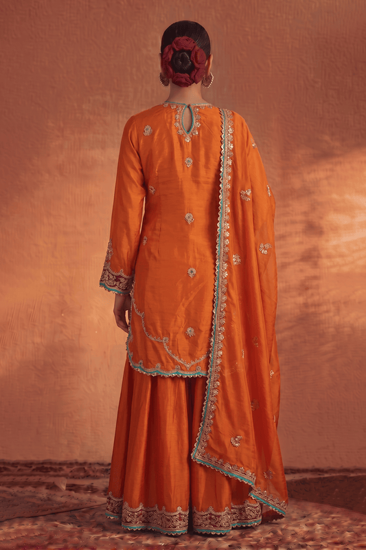 Burnt Saffron Sharara Set