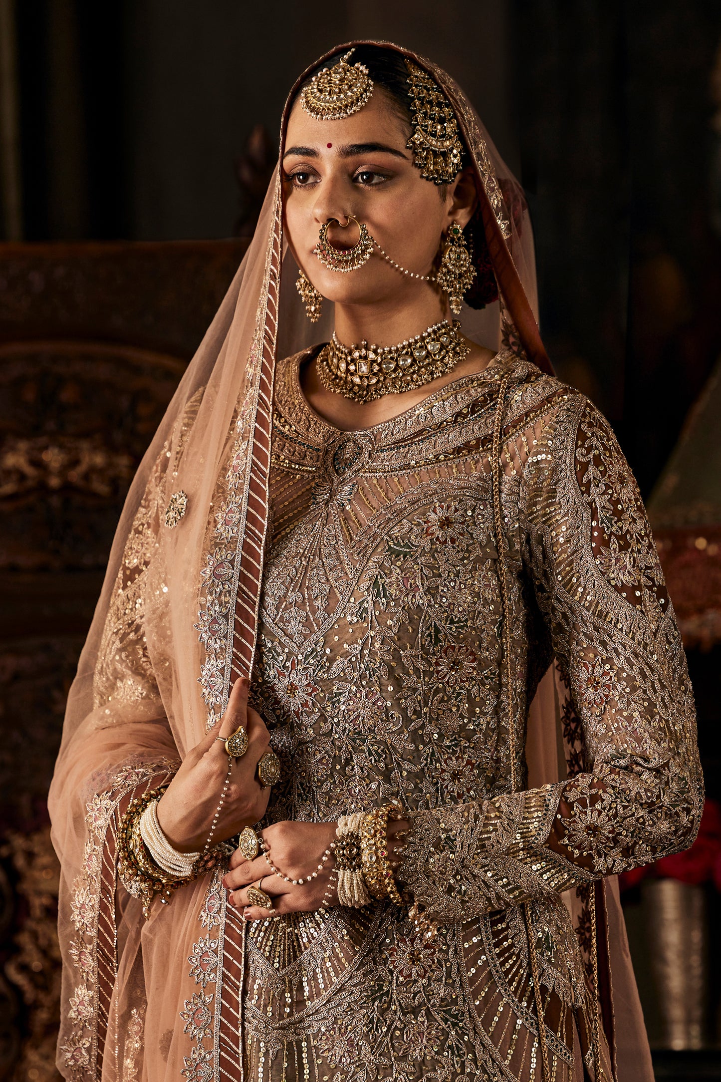 Beige Tulle Sharara