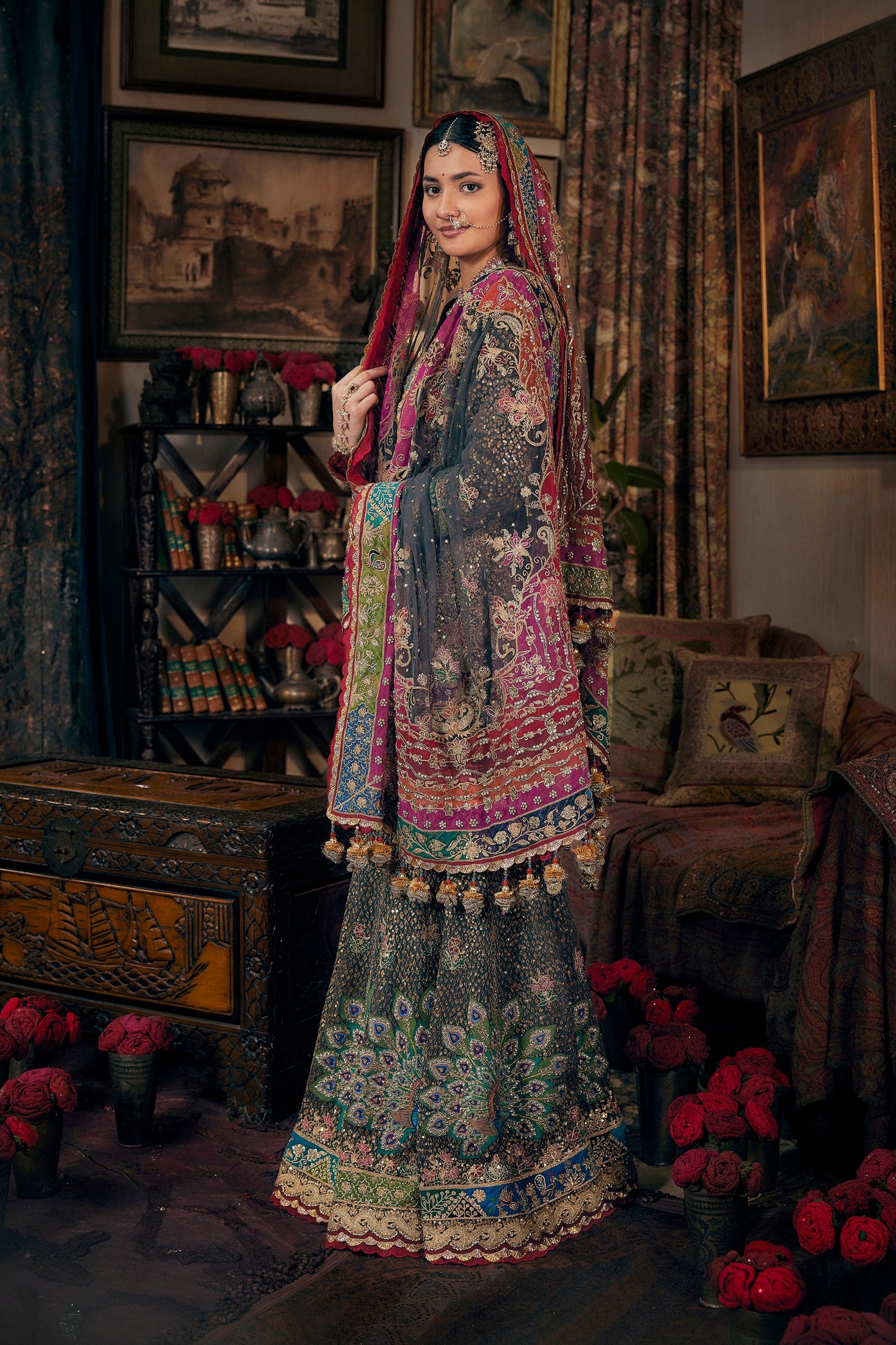 Charcoal Grey Kurti-Sharara Set