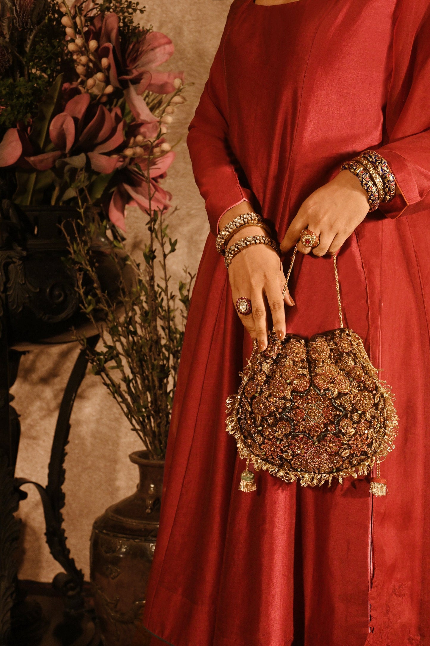 Deep Brown Naqsh Noor Potli
