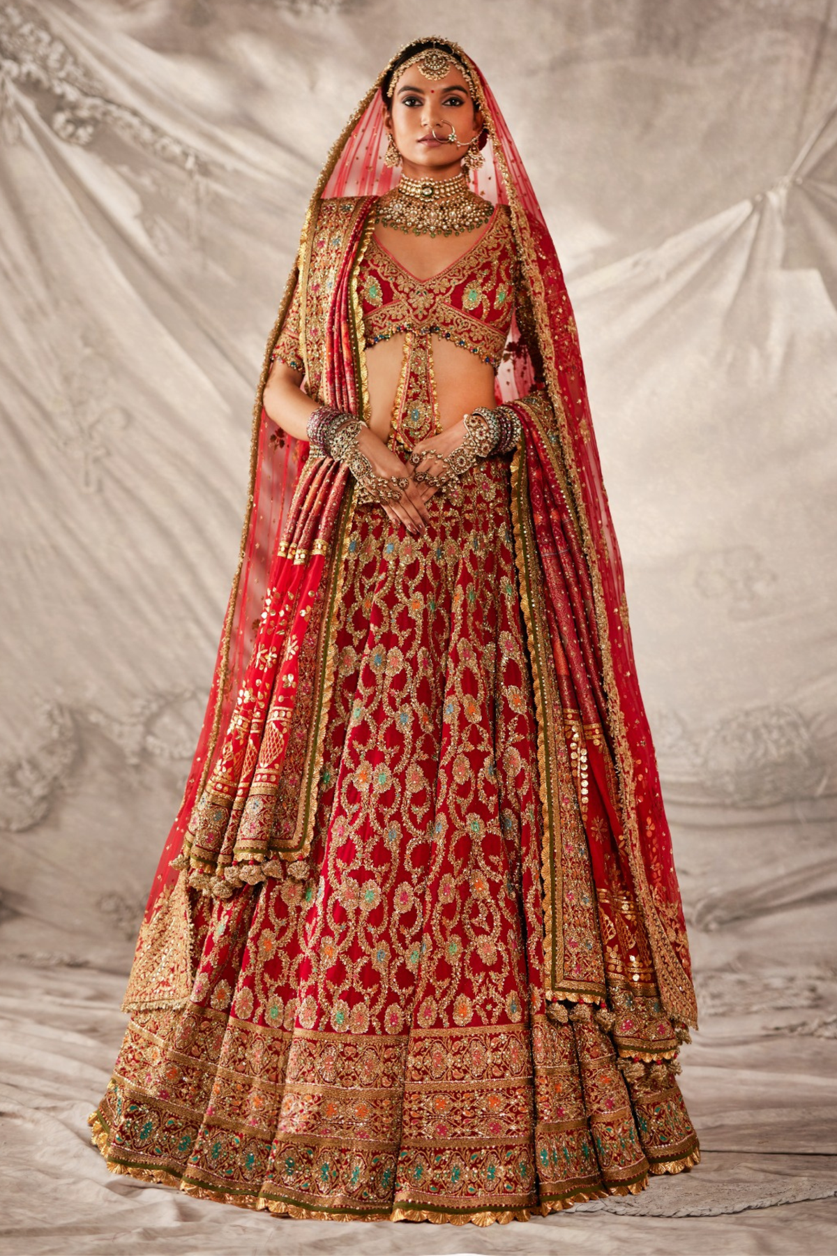 Deep Red Silk Lehenga