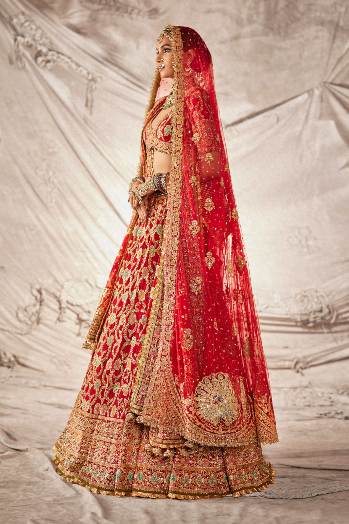 Deep Red Silk Lehenga