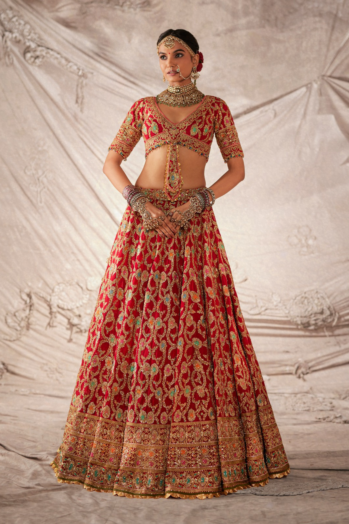 Deep Red Silk Lehenga