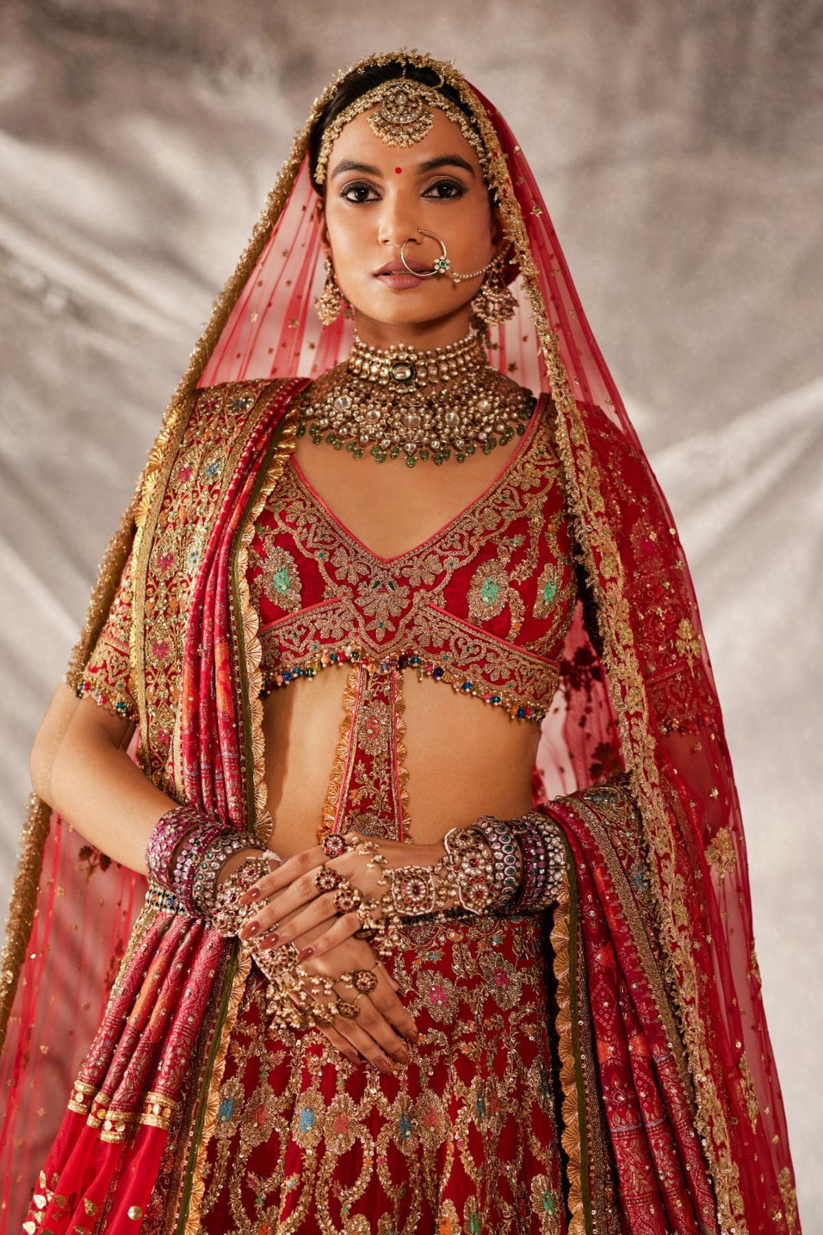Deep Red Silk Lehenga