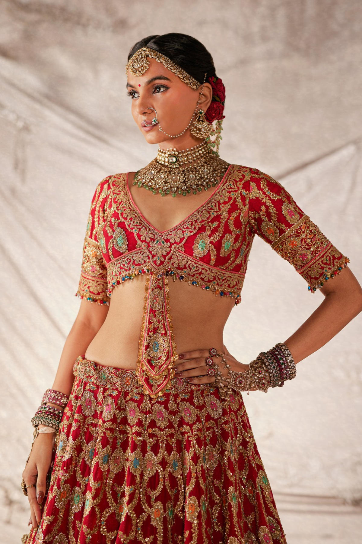 Deep Red Silk Lehenga