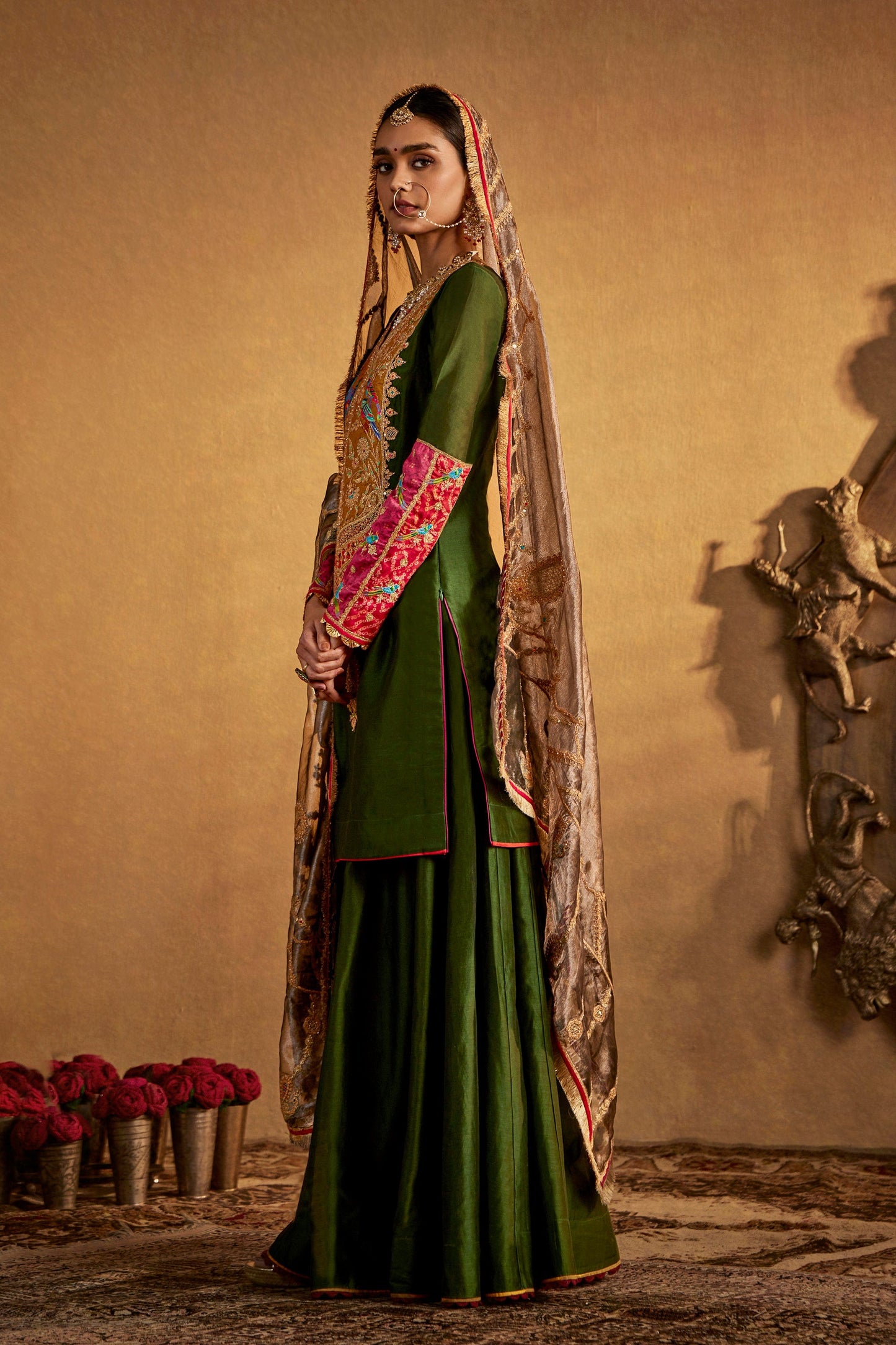 Deep Green Sharara Set