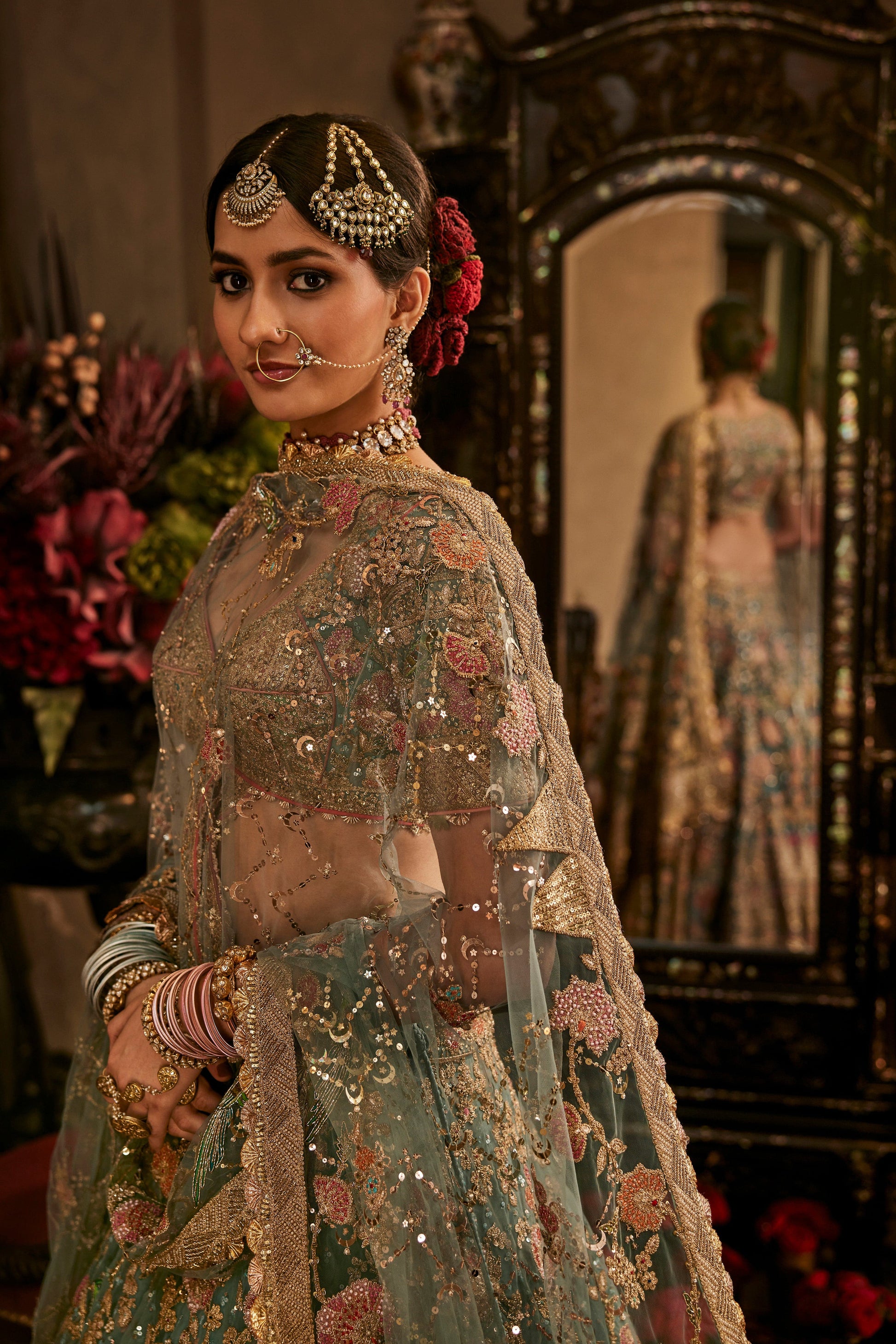 Steel Blue Tulle Lehenga – Rimple Harpreet - Main Image