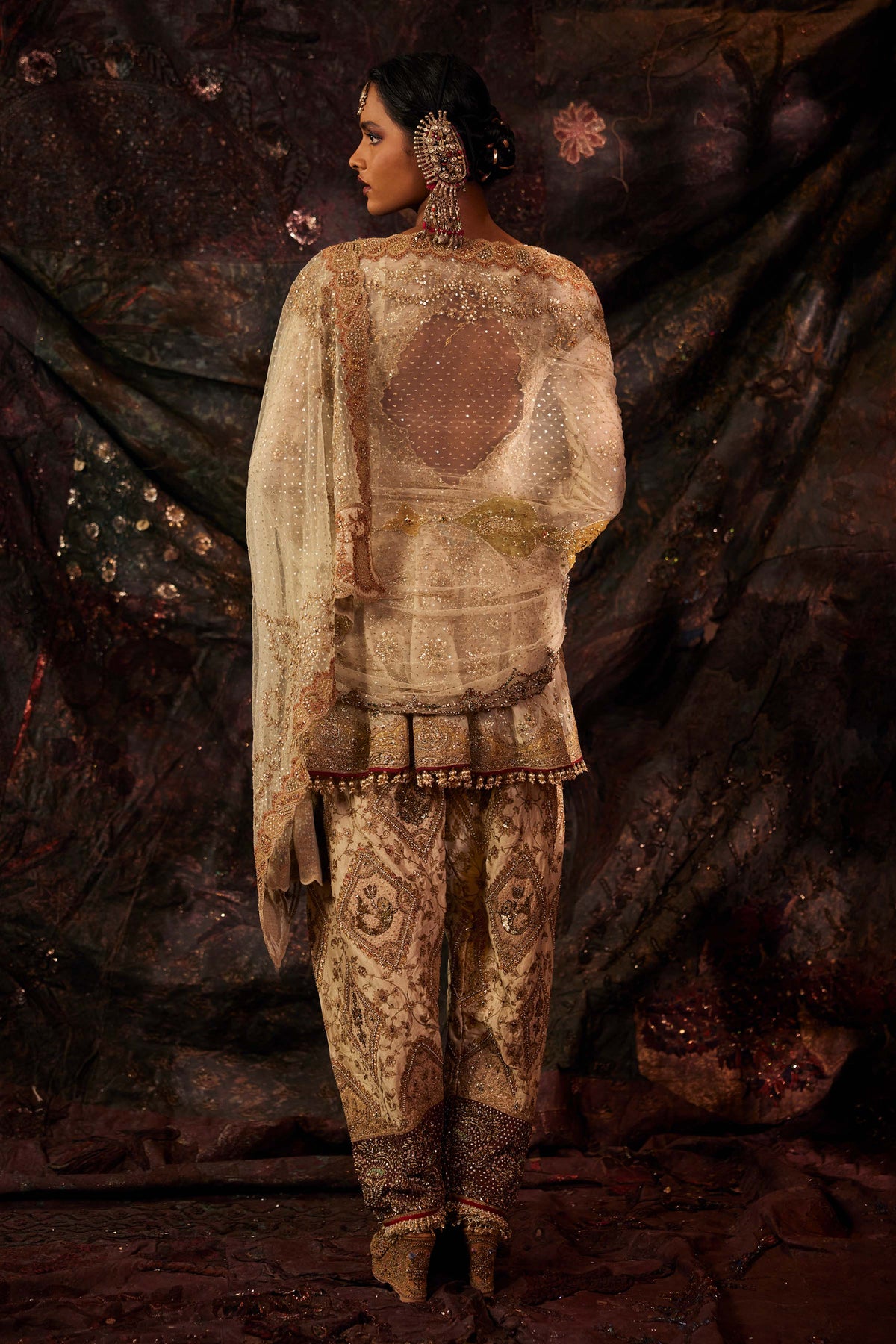 Ivory Tulle Kalidar Kurta Set