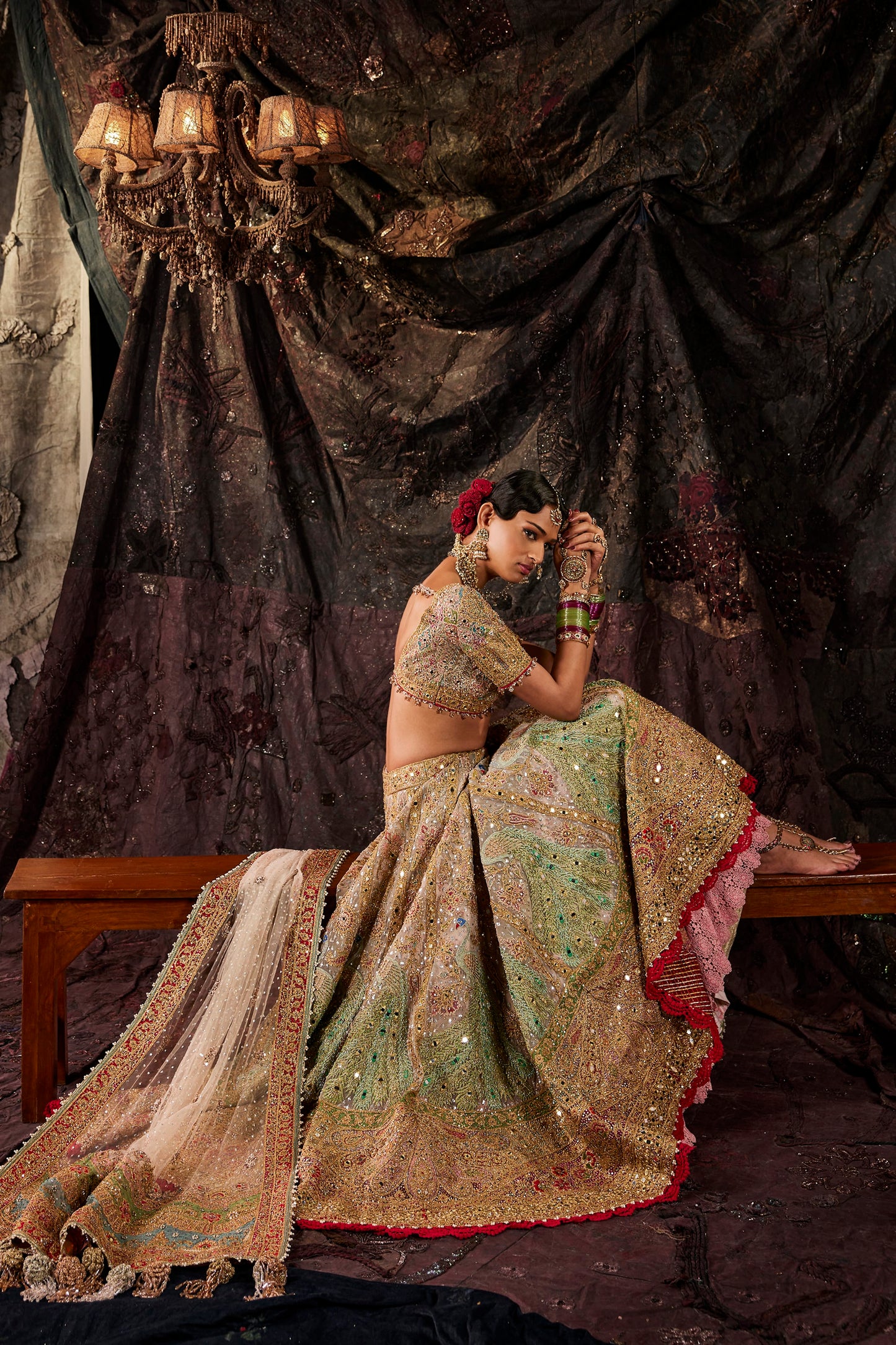 Birch Tulle Embroidered Lehenga