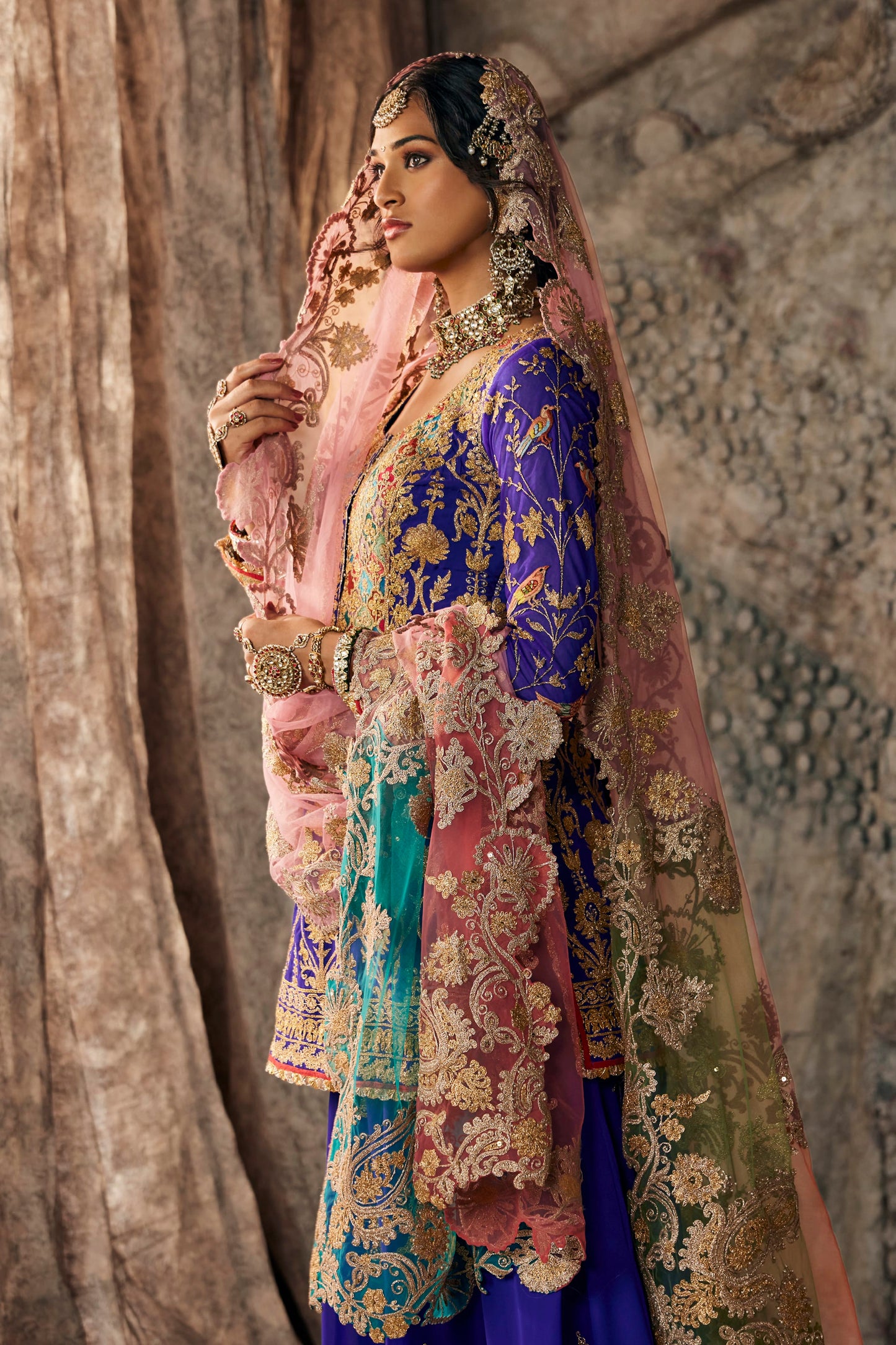Indigo Embroidered Sharara Set