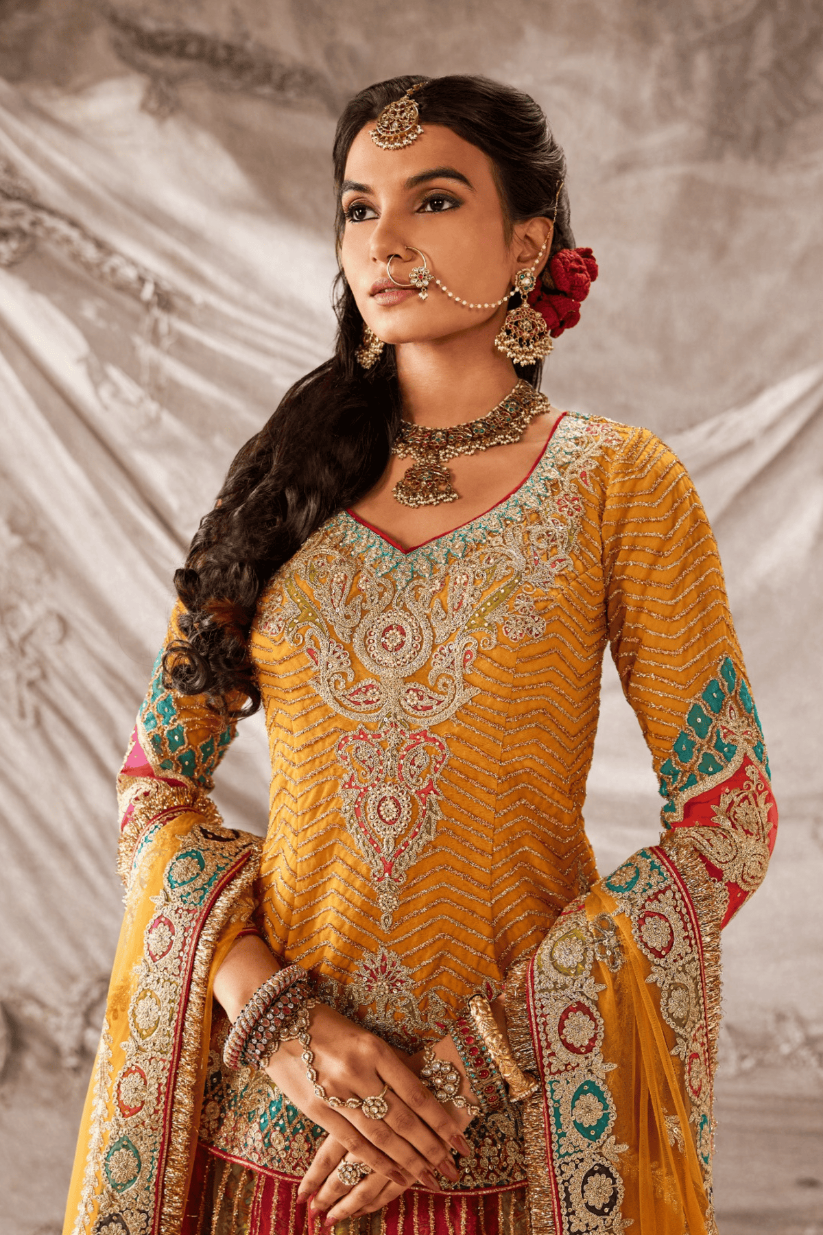 Fiame Orange Lehenga
