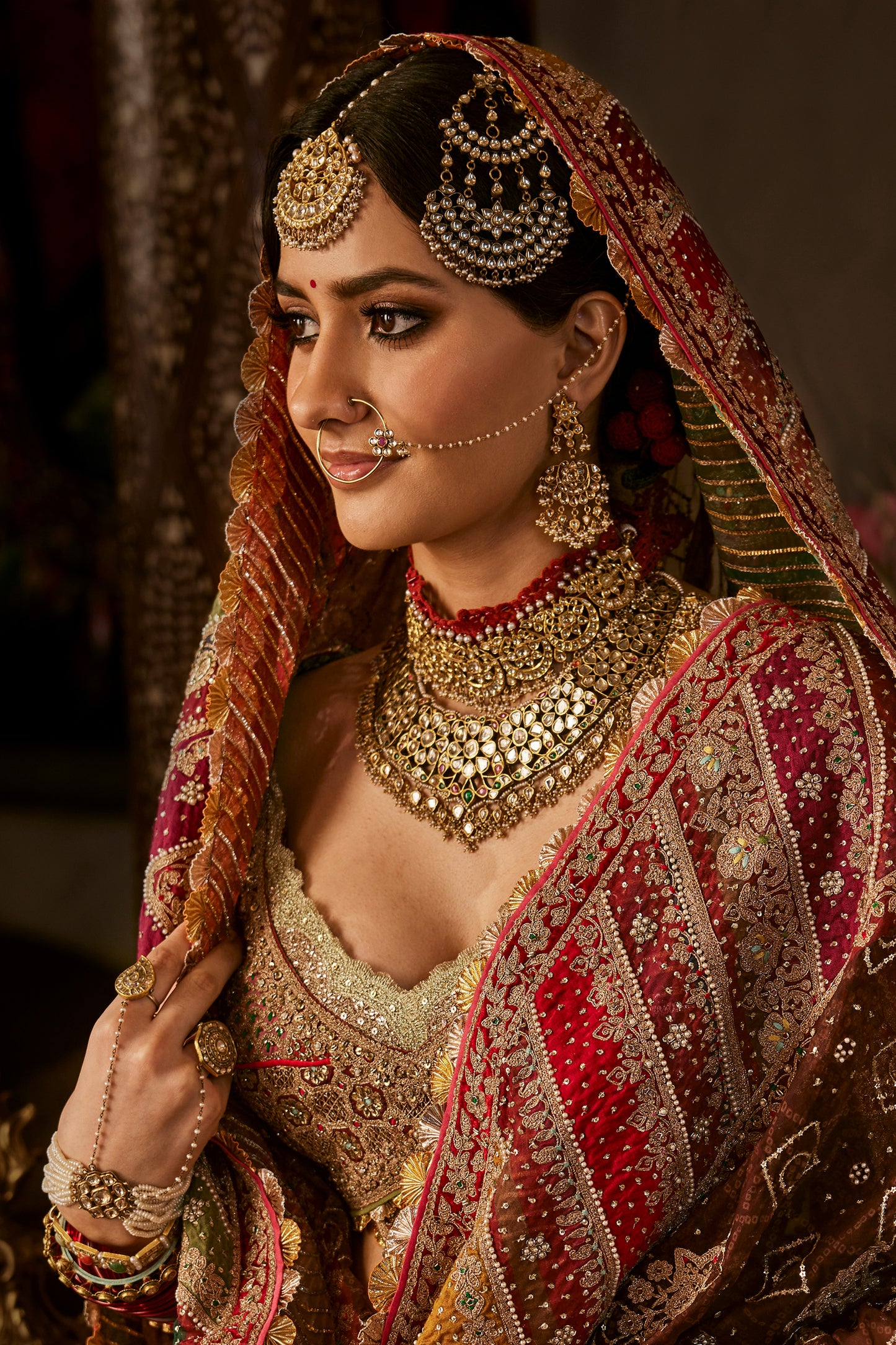 Forest Green Silk Lehenga