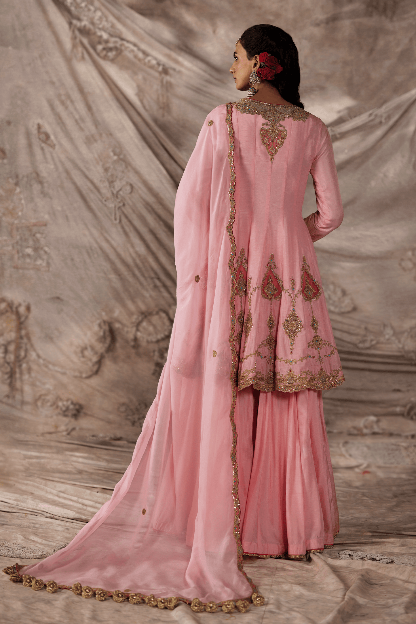 Pale Pink Kalidar- Sharara Set