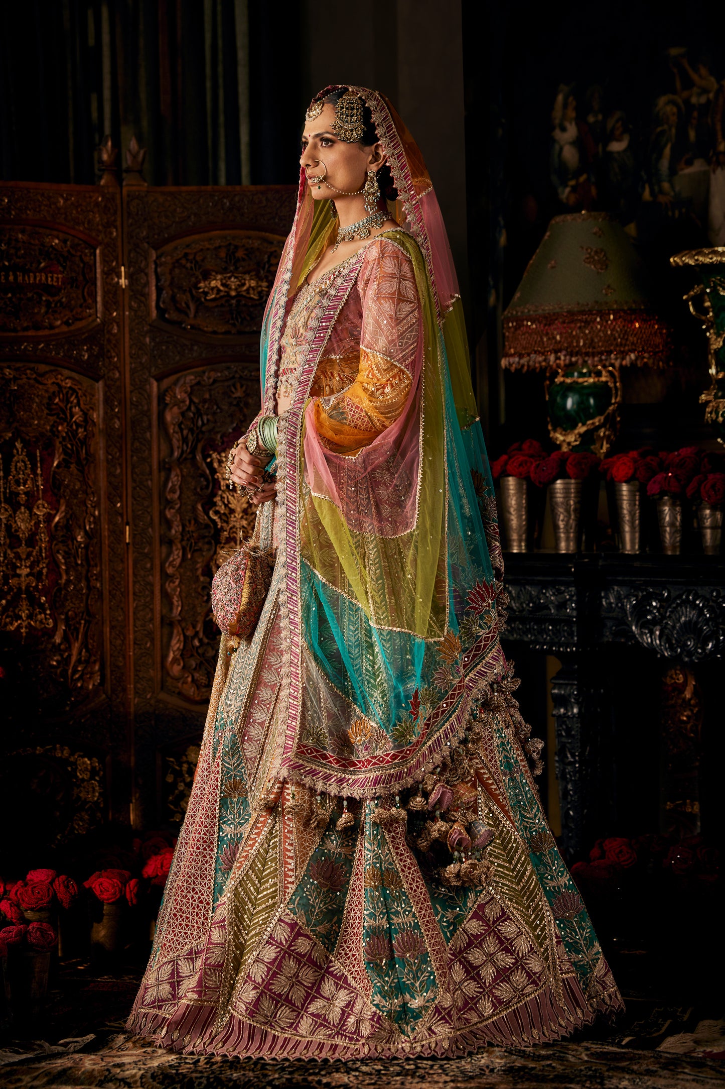 Multi Hued Tulle Lehenga