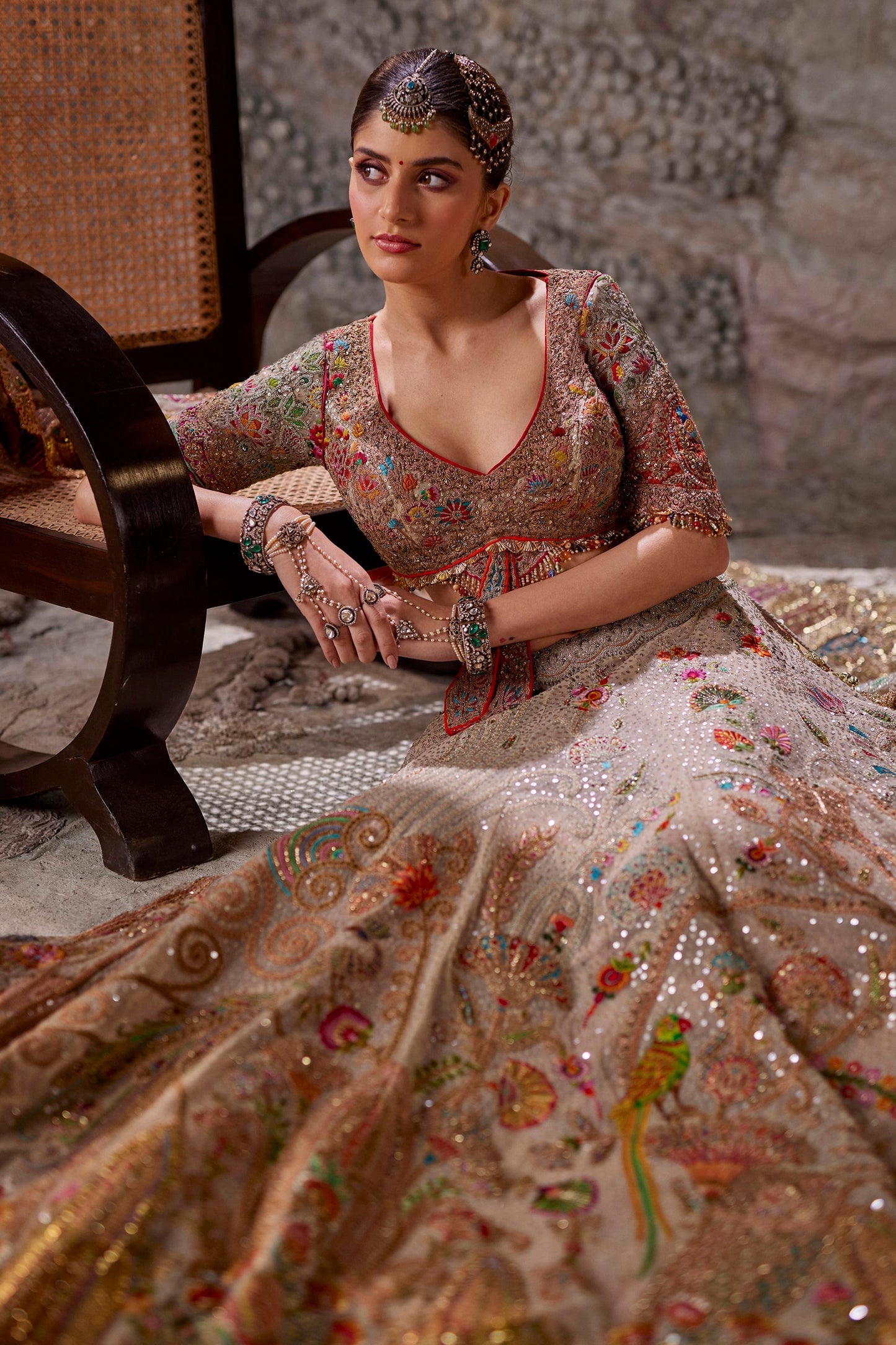 Birch Avian Mosaic Lehenga