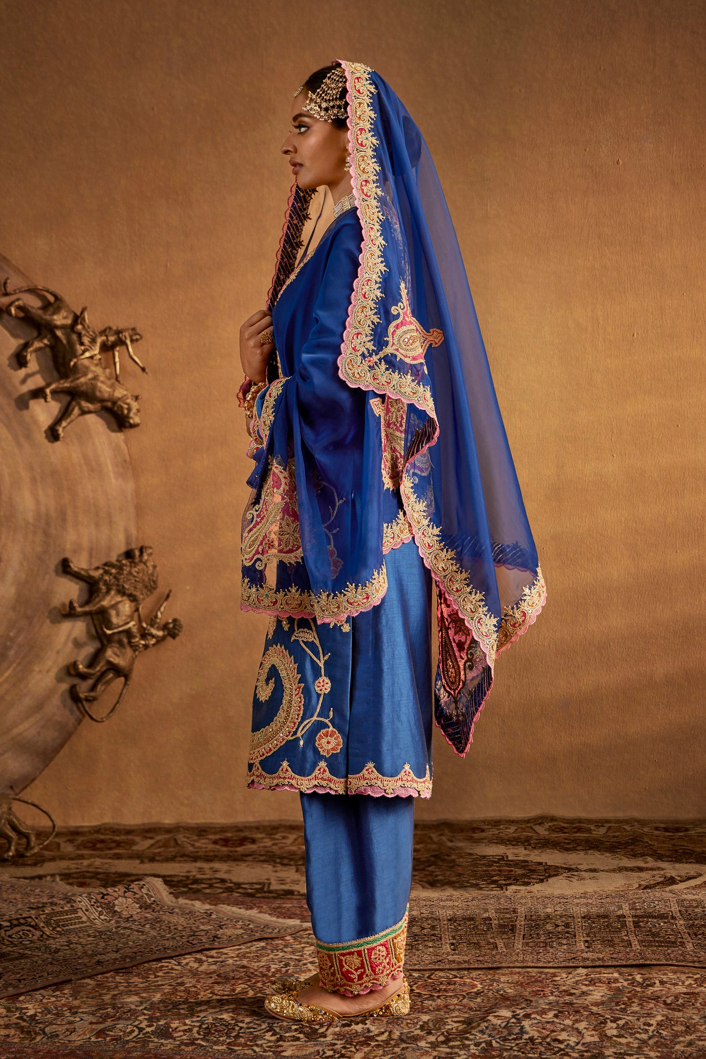 Dark Blue Silk Kurta set