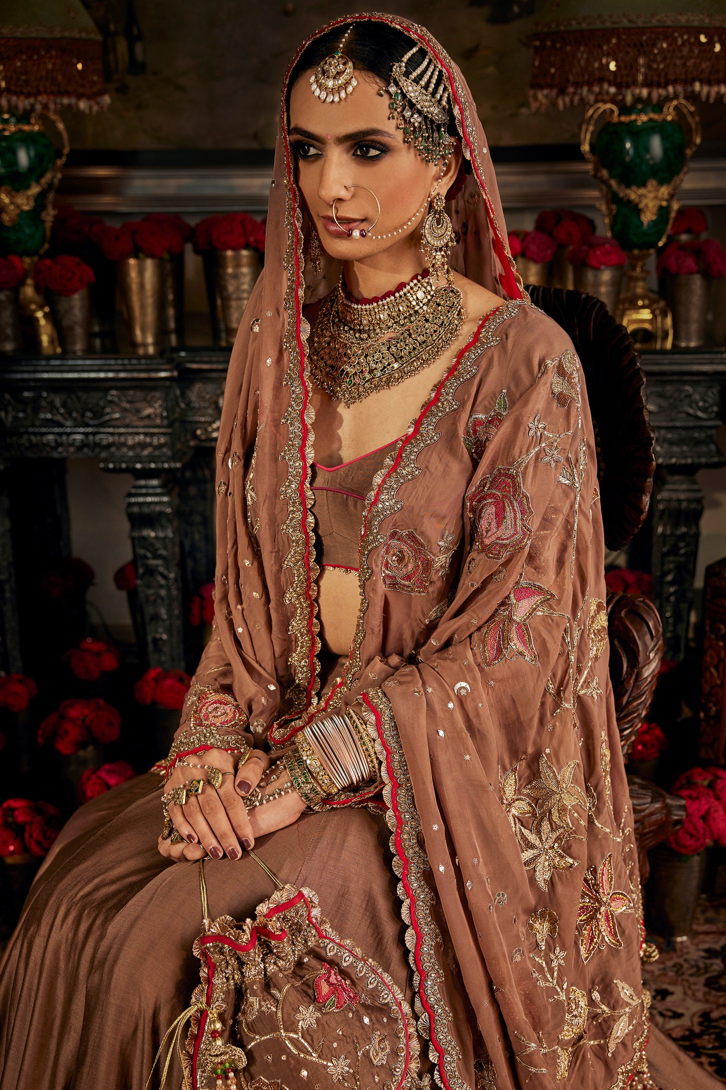 Earthy Brown Silk Lehenga