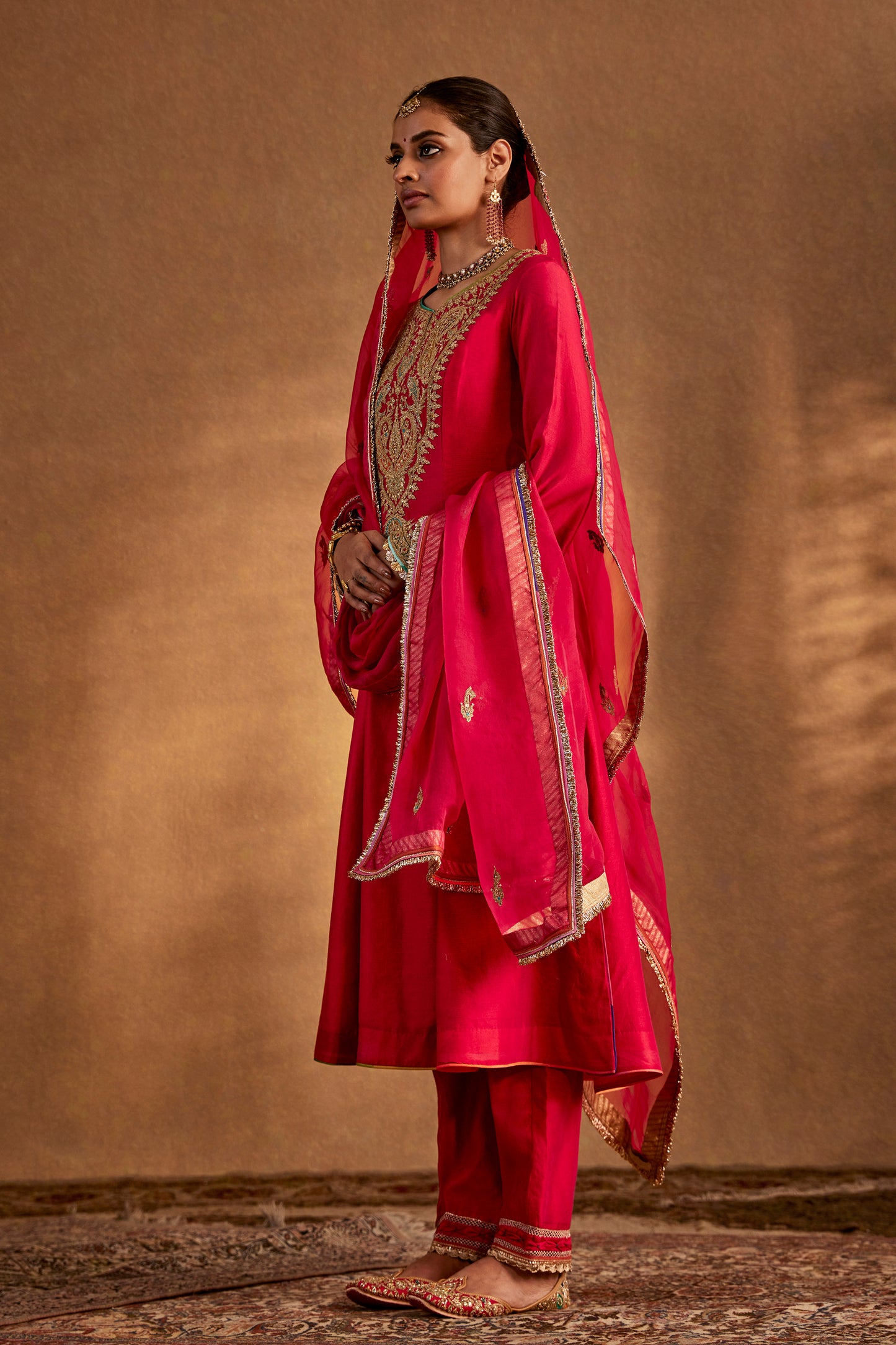 Rani Pink Florid Kurta Set