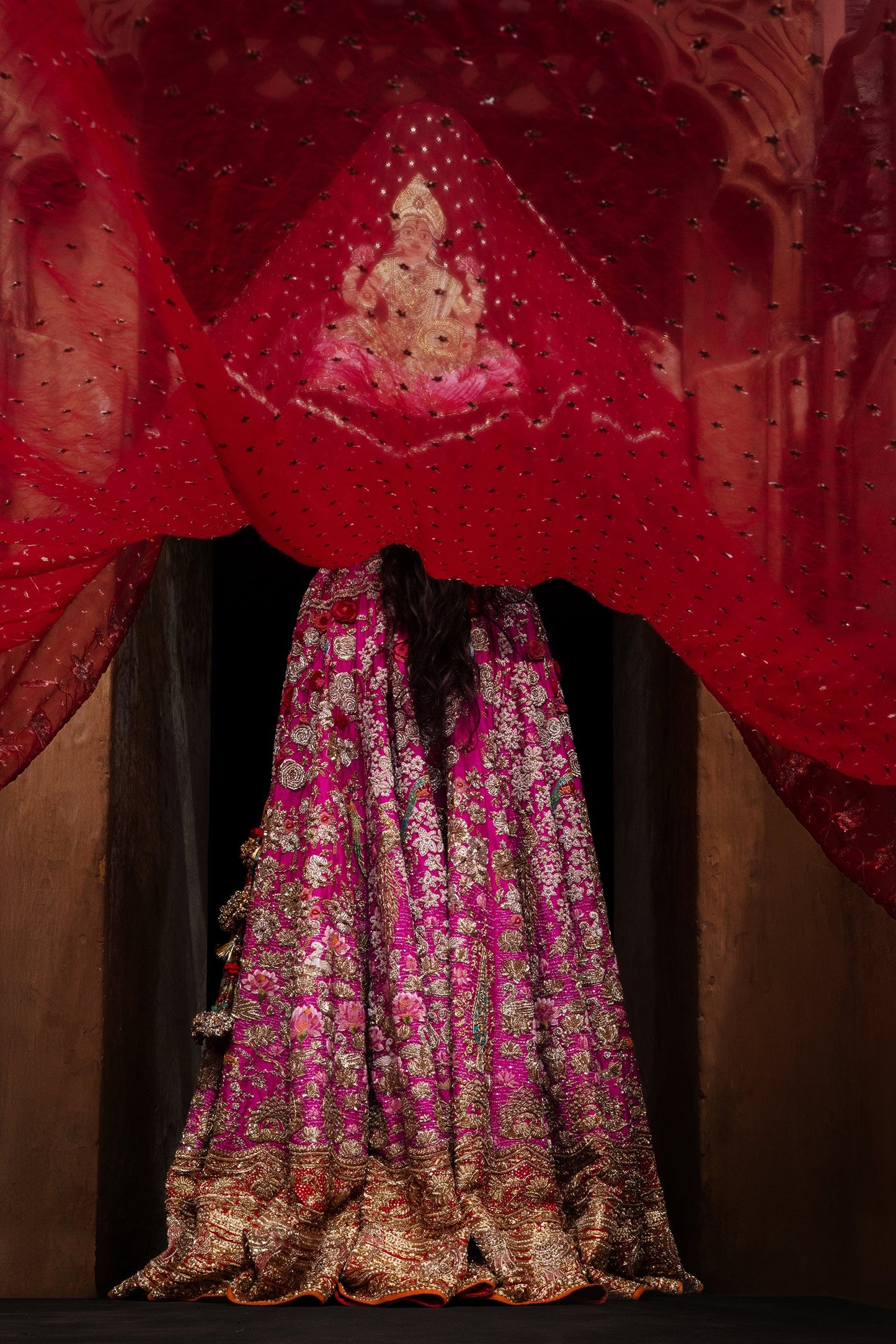 Deep Rani Pink And Gold Lehenga