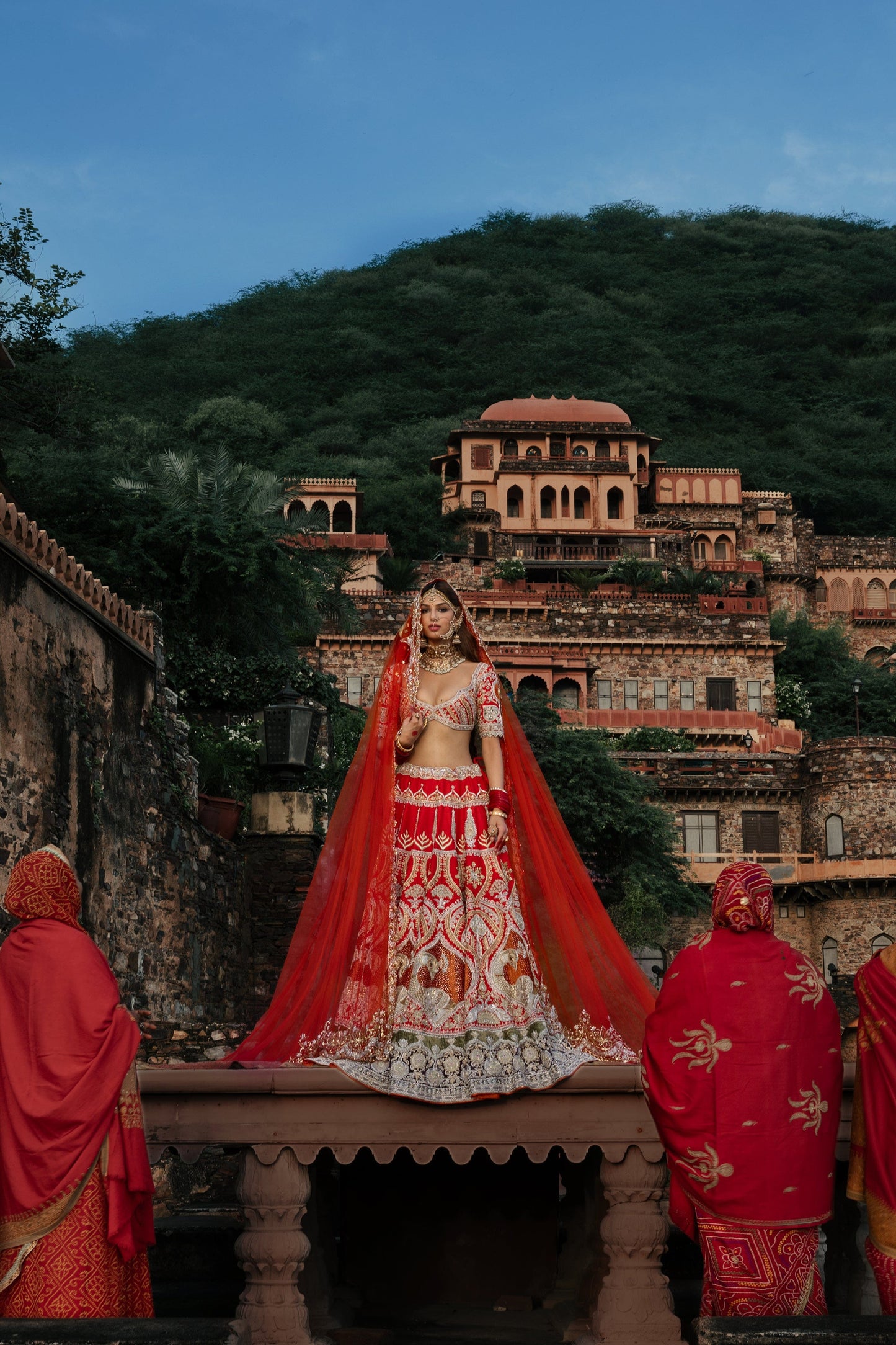 Deep Earthy Red Hued Silk Lehenga