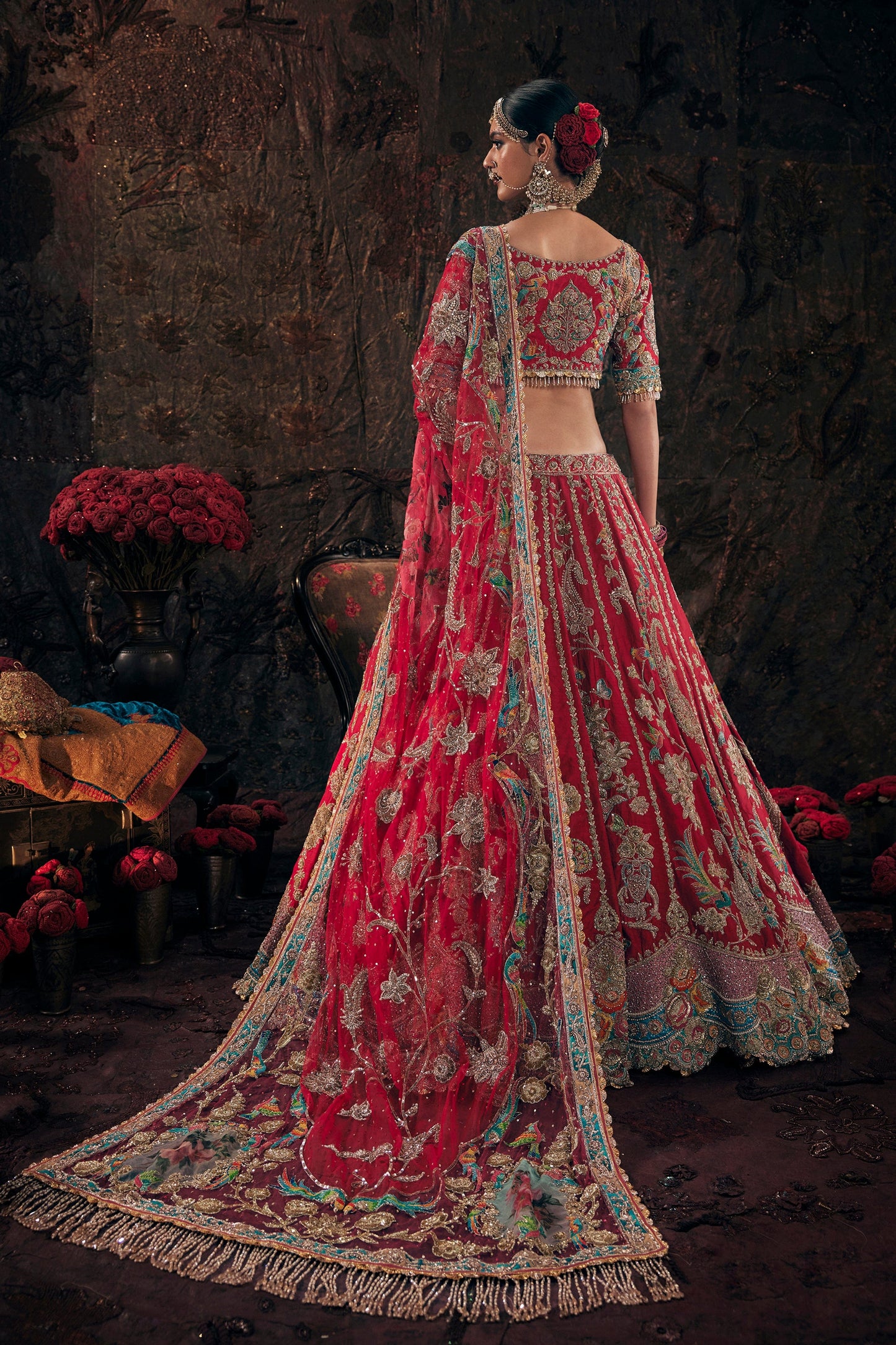 Red Kashmiri Paisley Lehenga