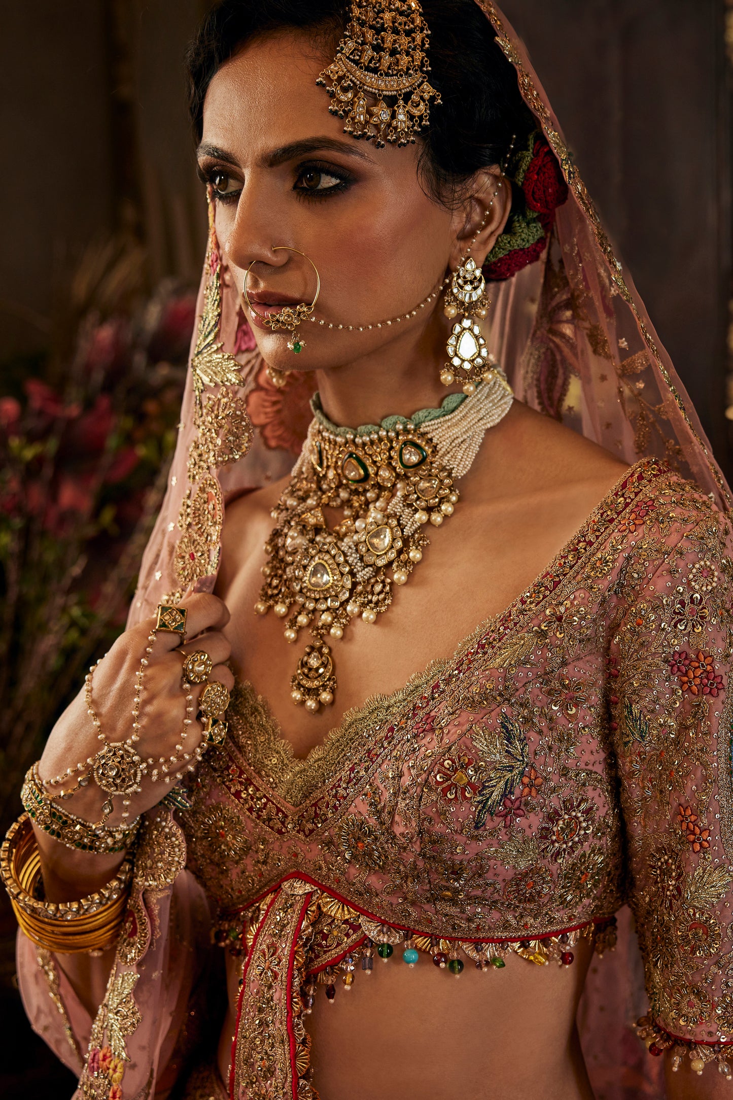 Earthy Pink Floral Lehenga