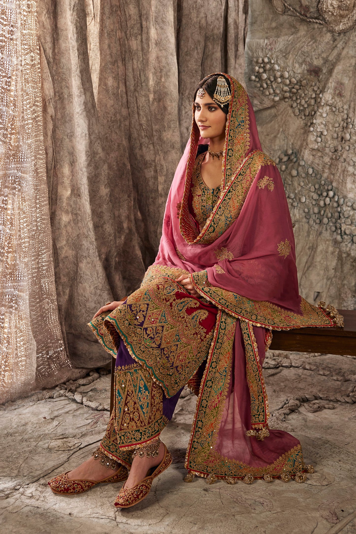 Earthy Red Embroidered Kurta Set