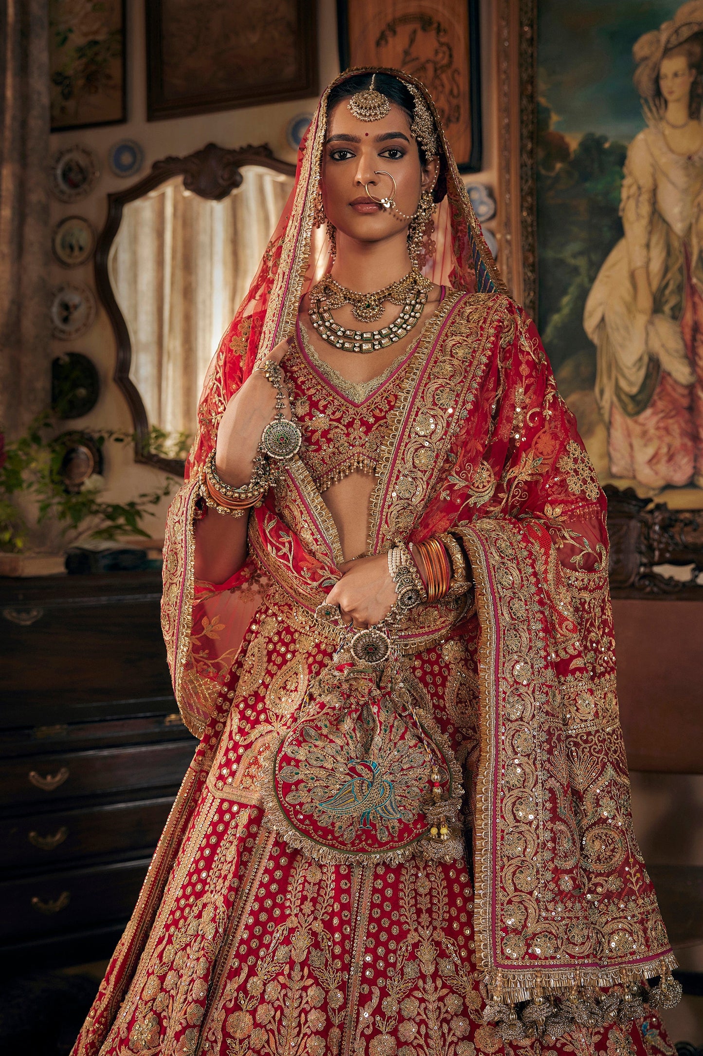 Heritage Deep Red Lehenga