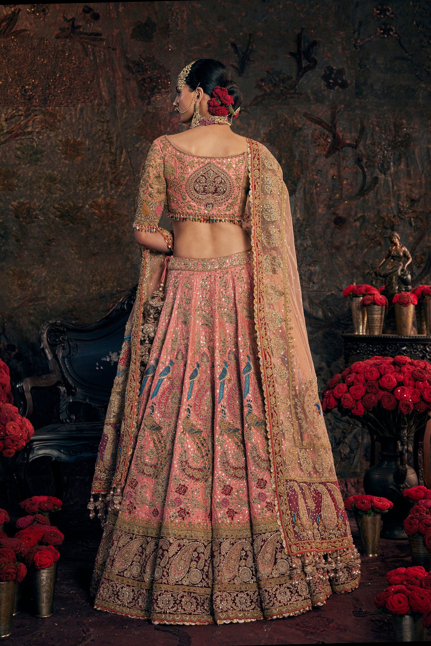 Blush Peach Avian Lehenga