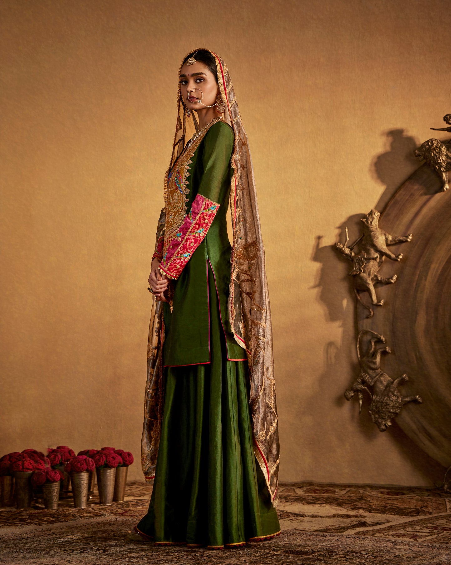 Deep Green Sharara Set