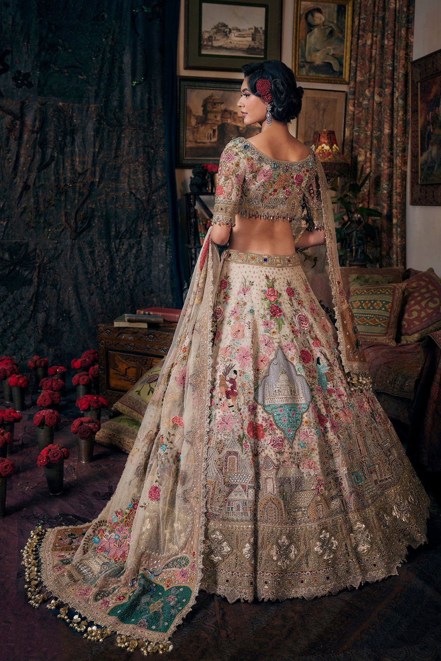 Ivory Floral Lehenga