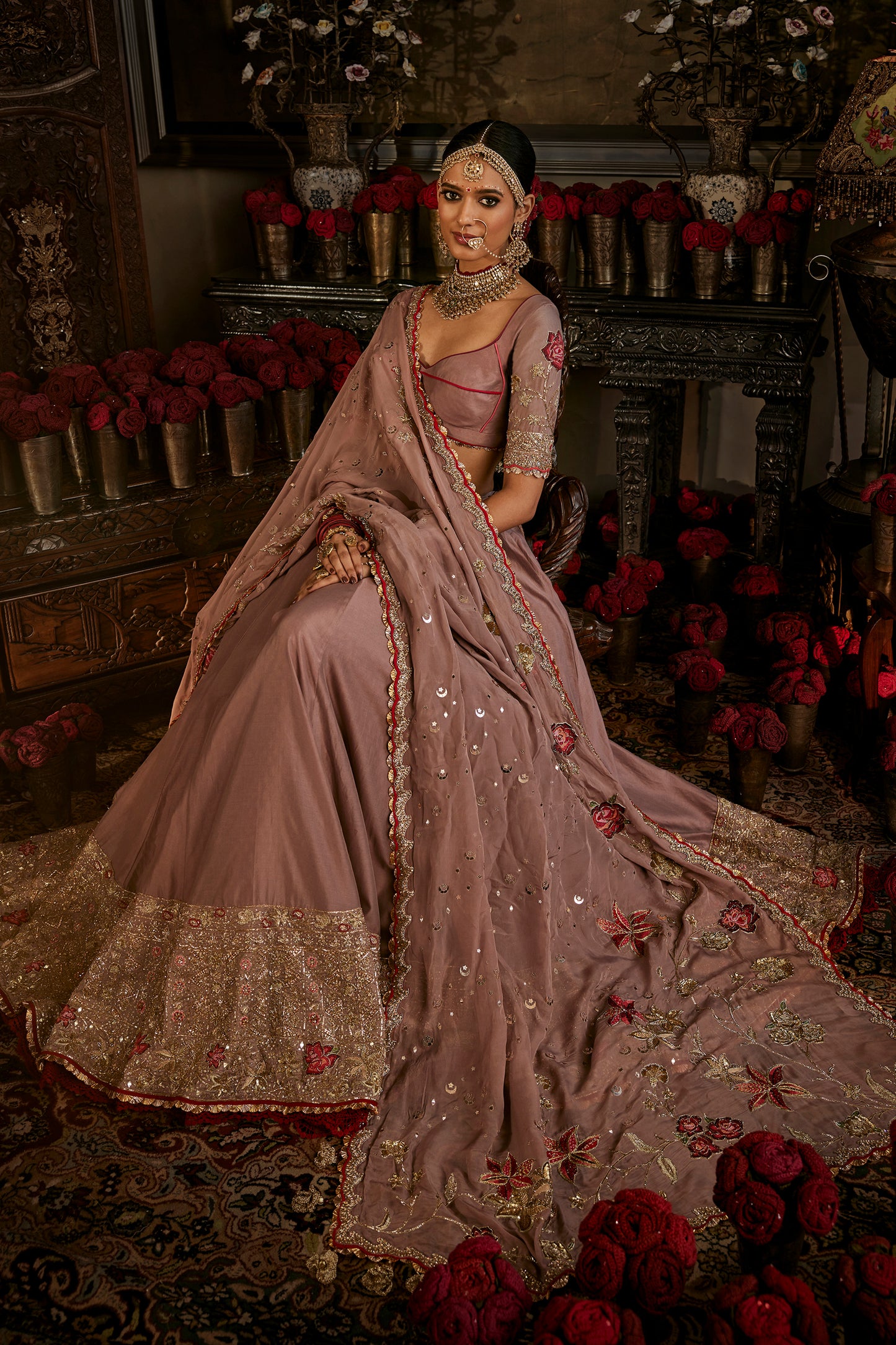 Soft Mauve Silk Lehenga
