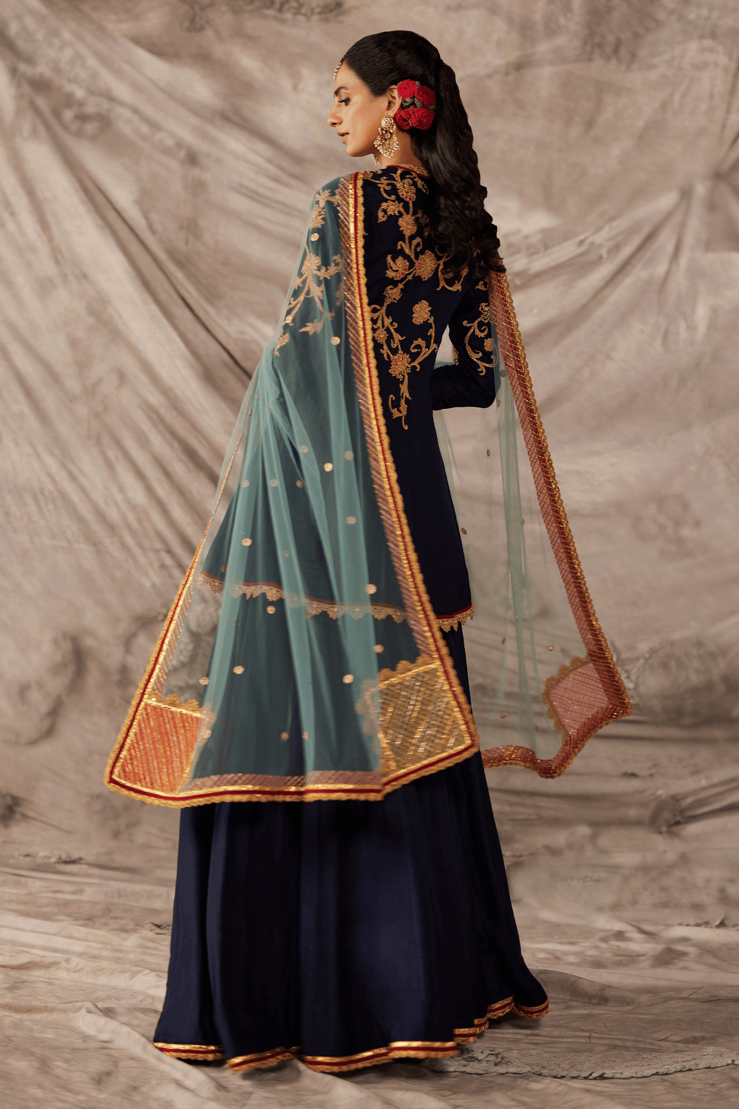 Midnight Blue Kurta - Sharara Set