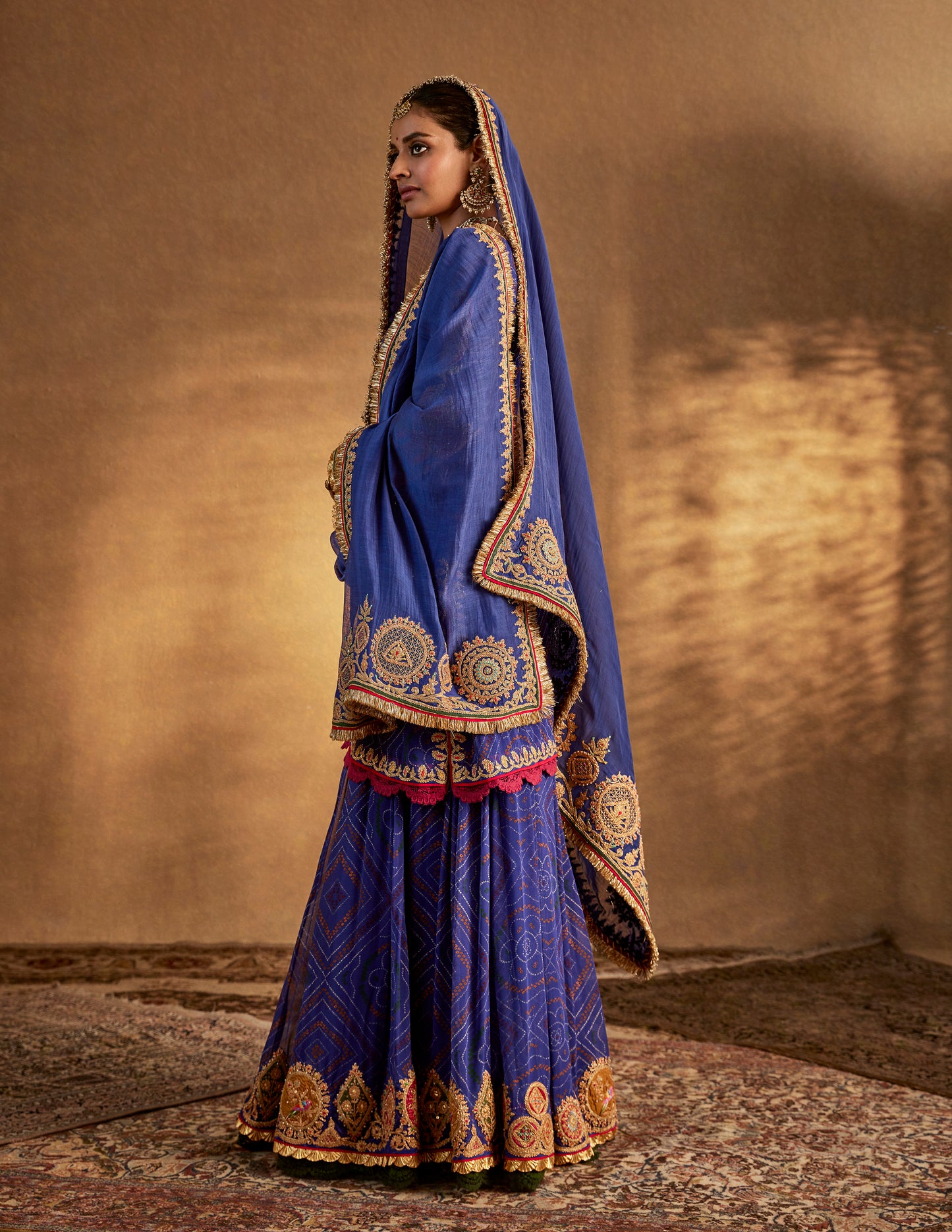 Deep Blue Printed Sharara Set