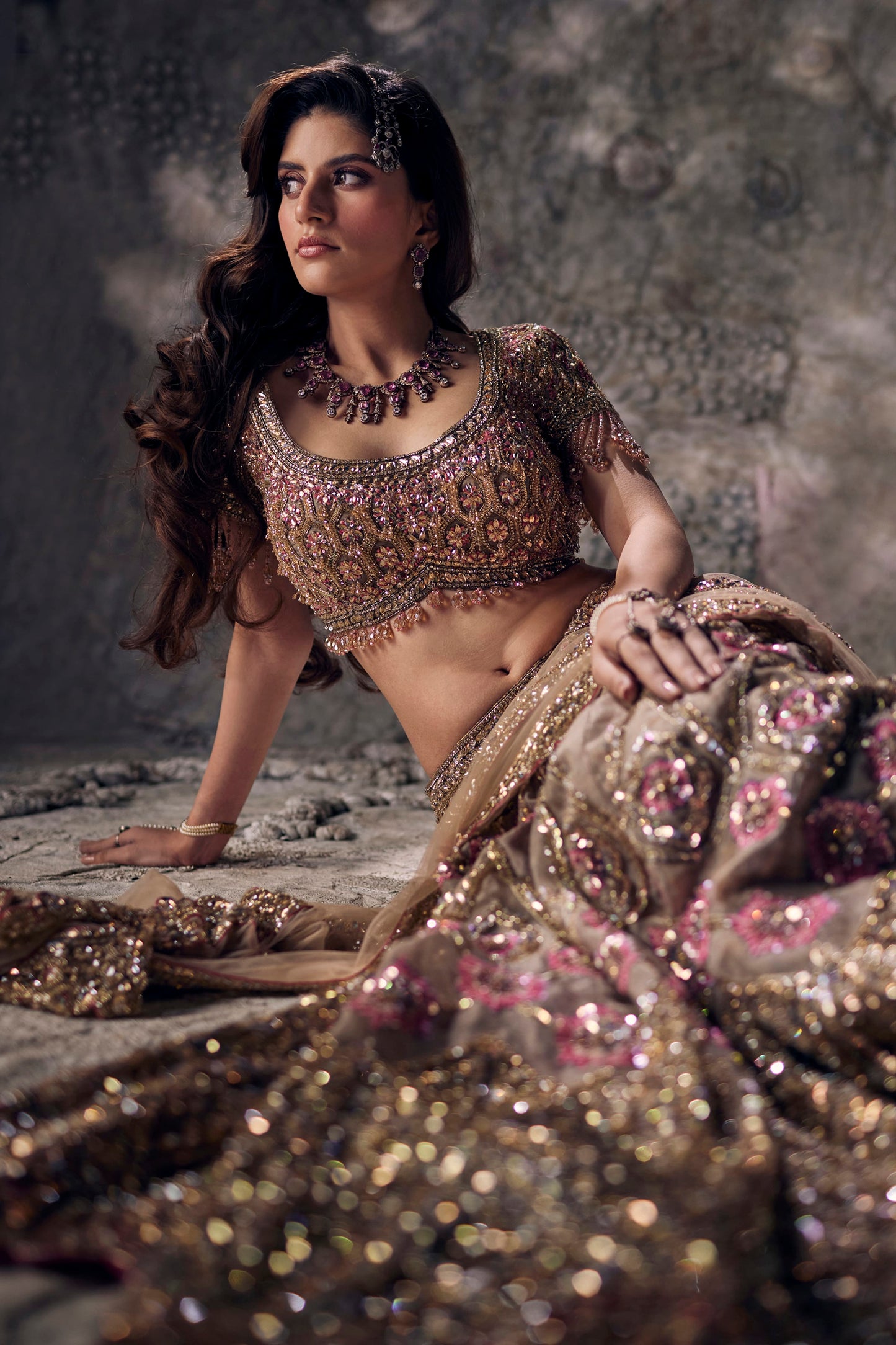 Gold Sequin Lehenga