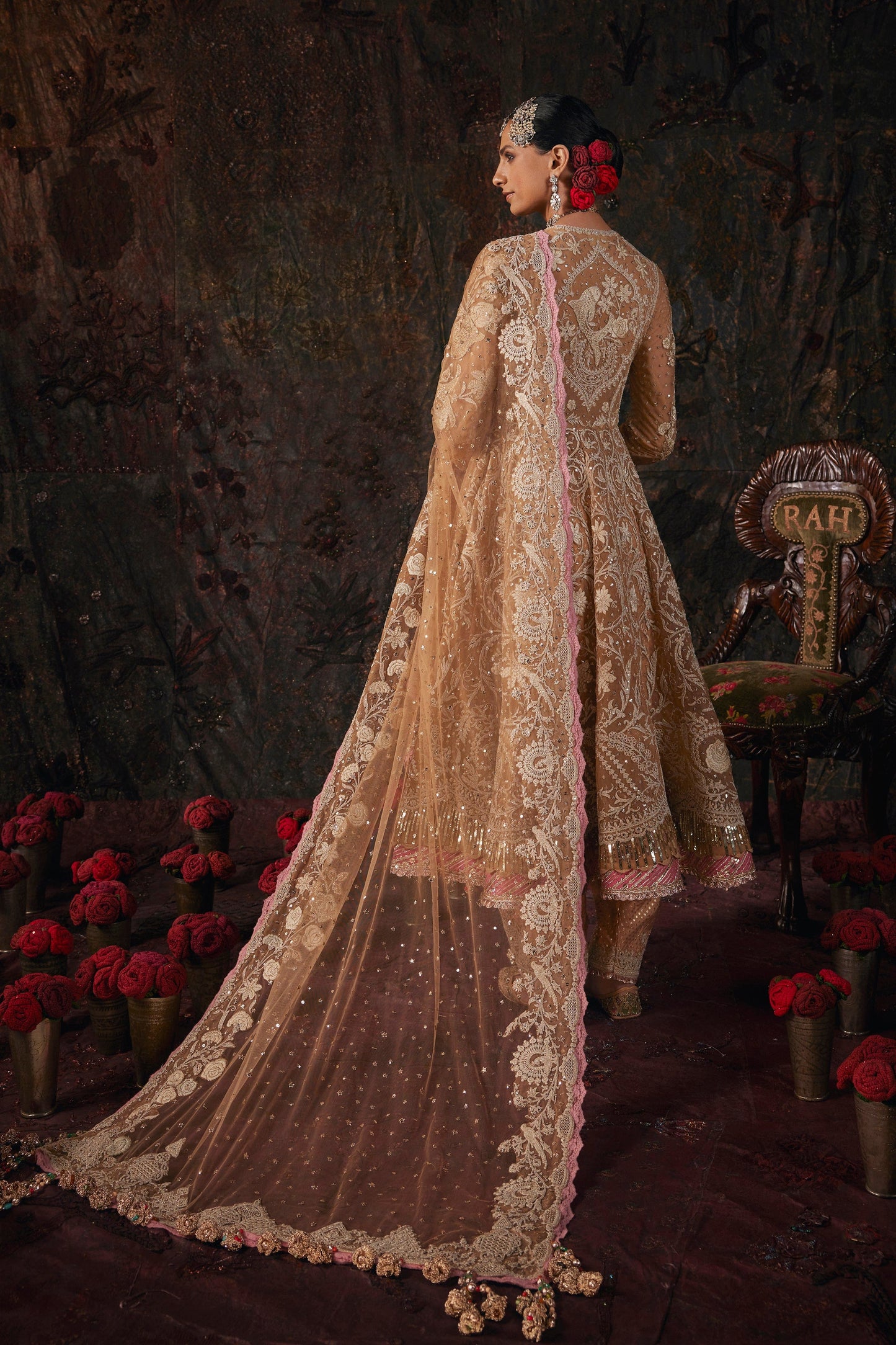 Earthy Beige Floral Kalidar Set