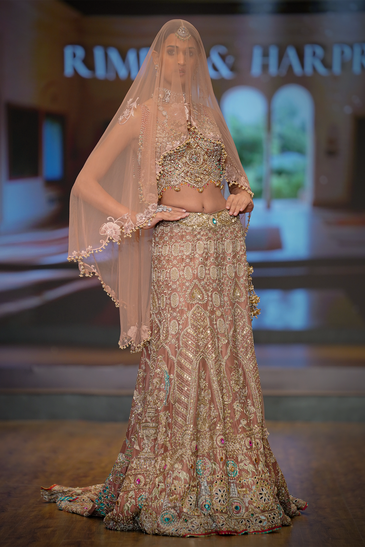 Sandstone Embroidered Trail Lehenga