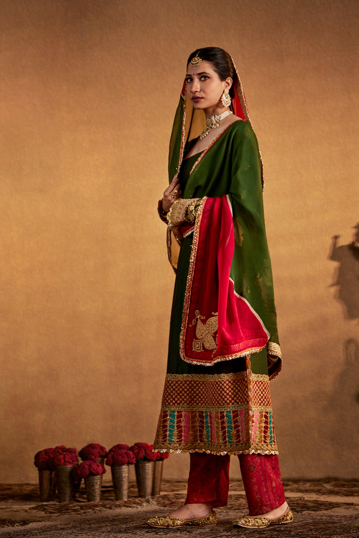 Dark Green Abha Kurta Set