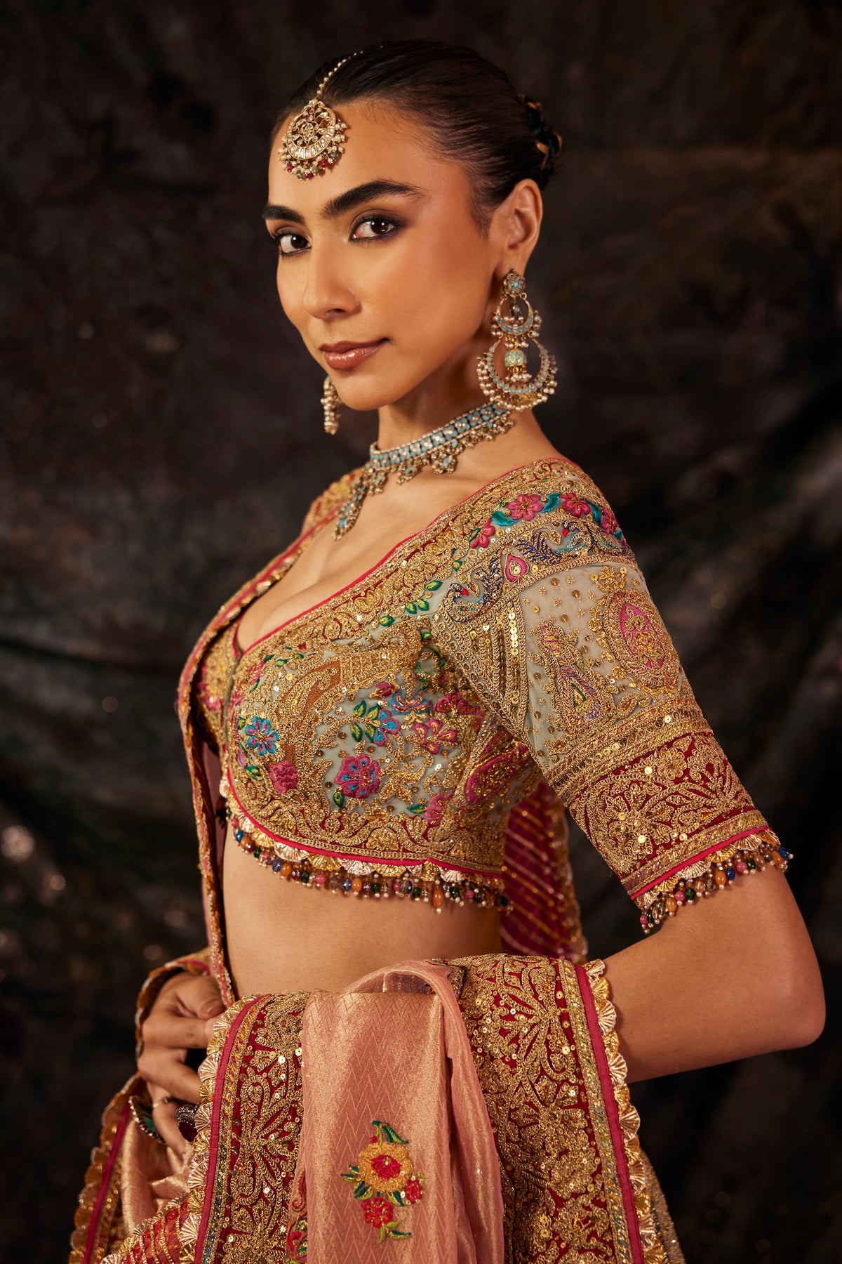 Pale Blue Embroidered Lehenga