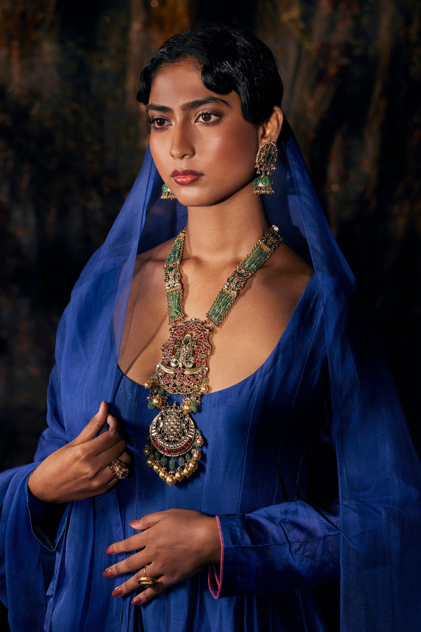 Deep-Blue Kalidar Kurta Set